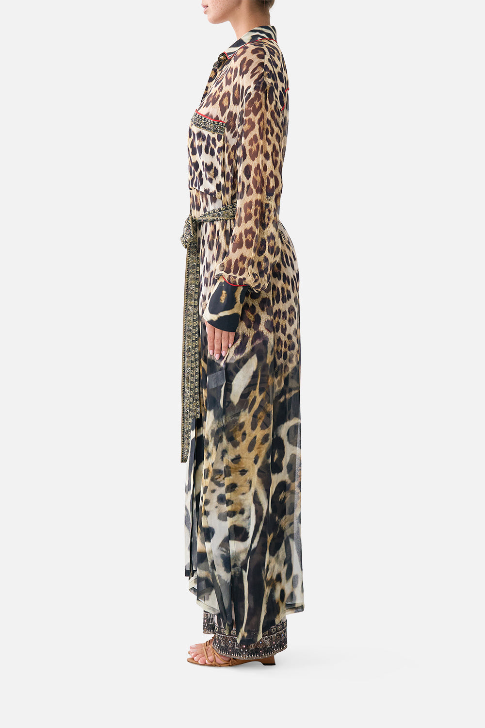The CAMILLA BUTTON FRONT LONG DRESS LEOTIGRA LAND