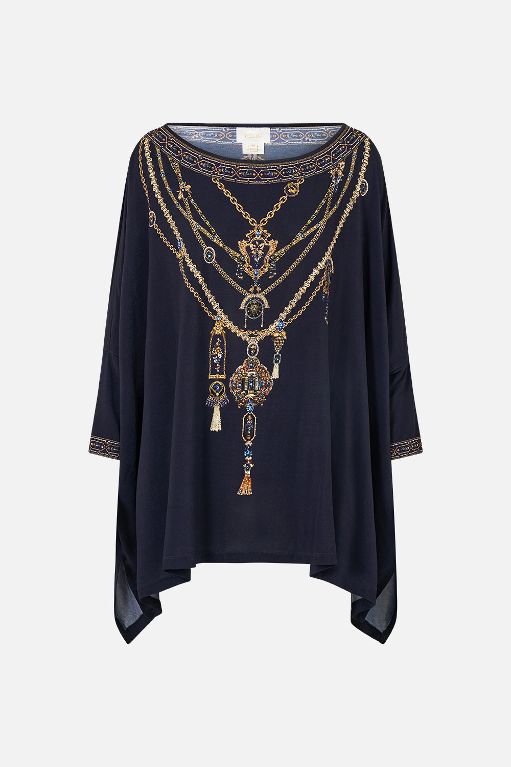 SCOOP NECK SLOUCH TEE CLOAKED IN BAROQUE