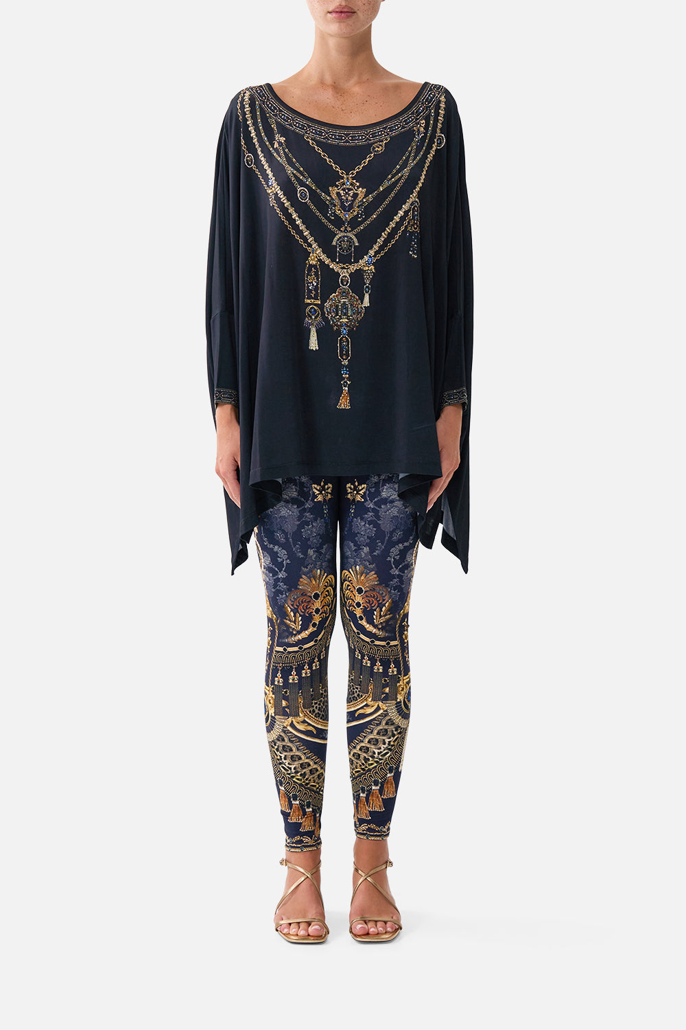 SCOOP NECK SLOUCH TEE CLOAKED IN BAROQUE