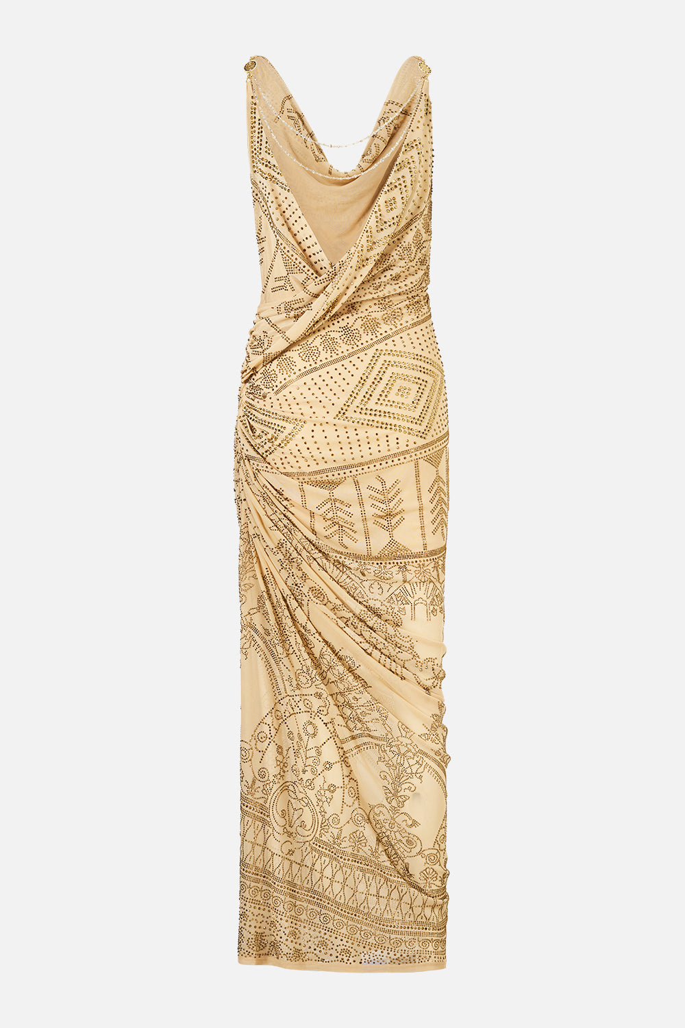 DRAPED CHAIN BACK JERSEY DRESS A MEETING OF MASTERPIECES