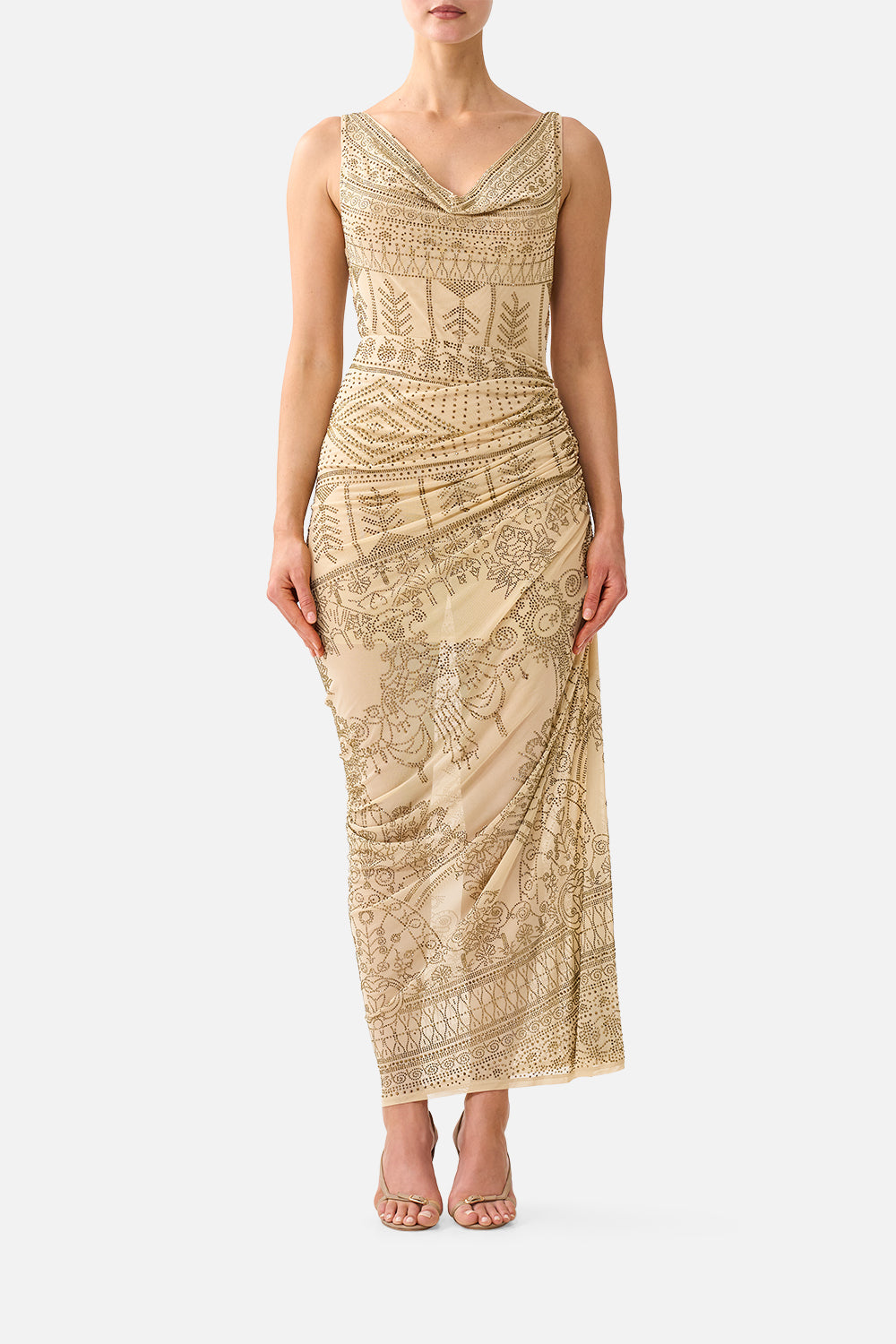 DRAPED CHAIN BACK JERSEY DRESS A MEETING OF MASTERPIECES