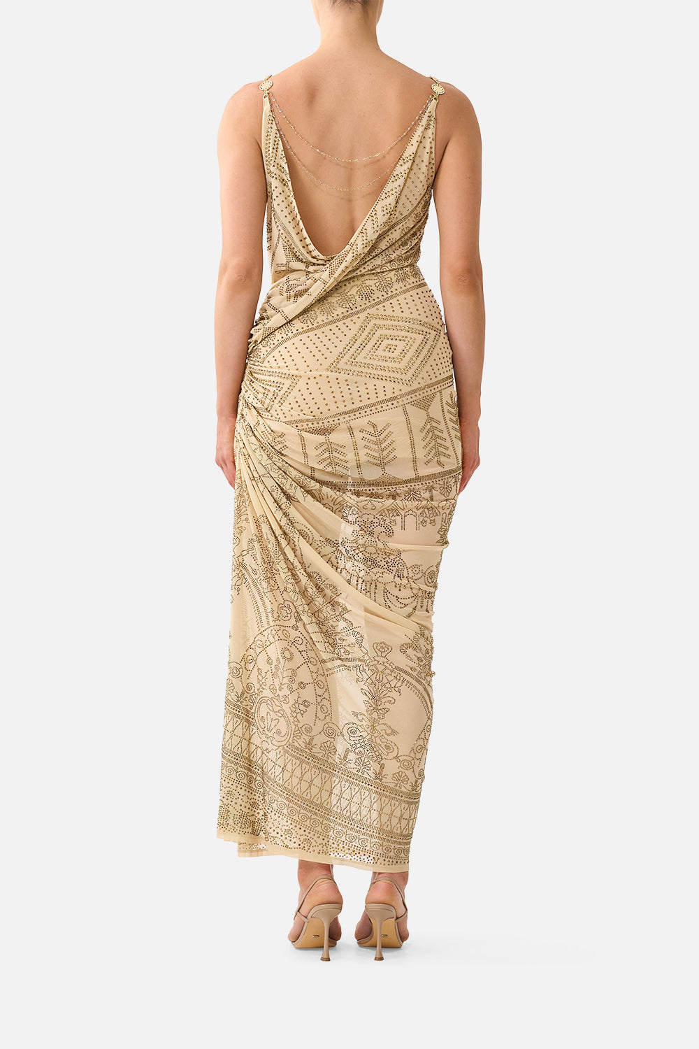 DRAPED CHAIN BACK JERSEY DRESS A MEETING OF MASTERPIECES