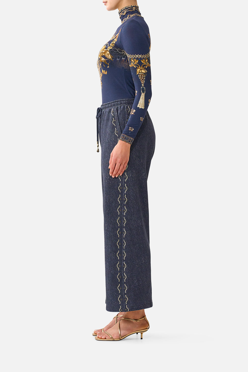 STRAIGHT LEG TRACK PANT CLOAKED IN BAROQUE