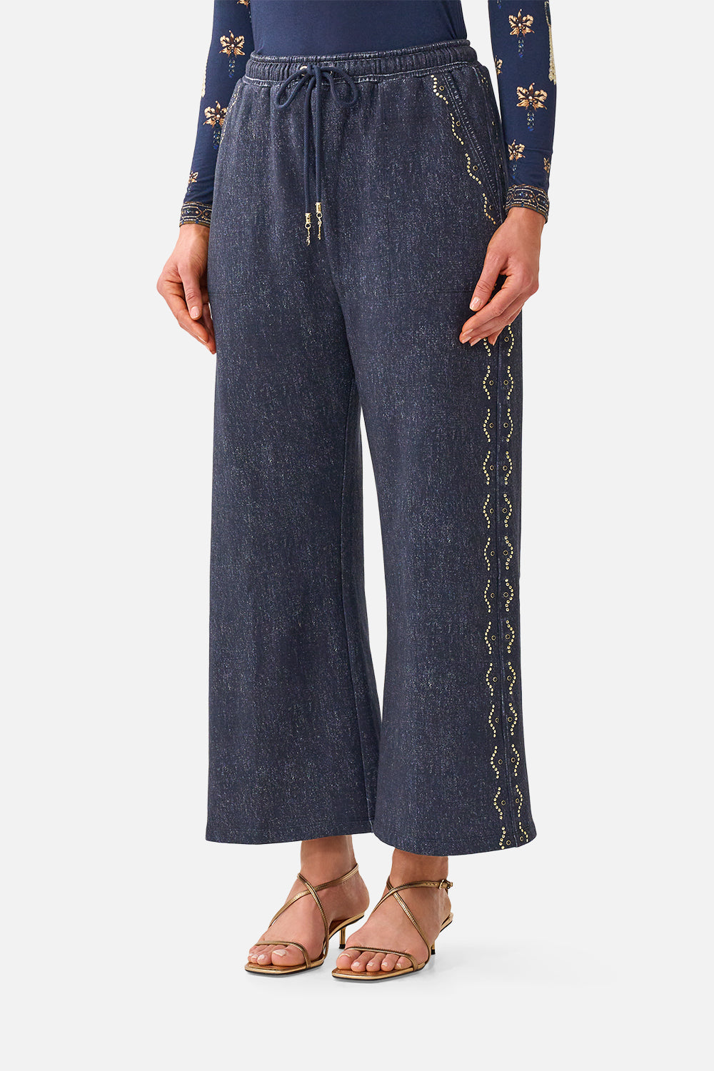 STRAIGHT LEG TRACK PANT CLOAKED IN BAROQUE