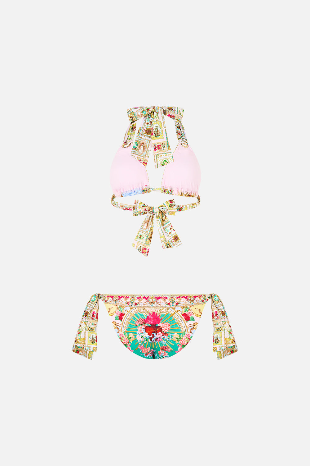 SOFT THICK TIE TRI BIKINI SET WITH EYELET TRIMS PAINTED PRAYERS