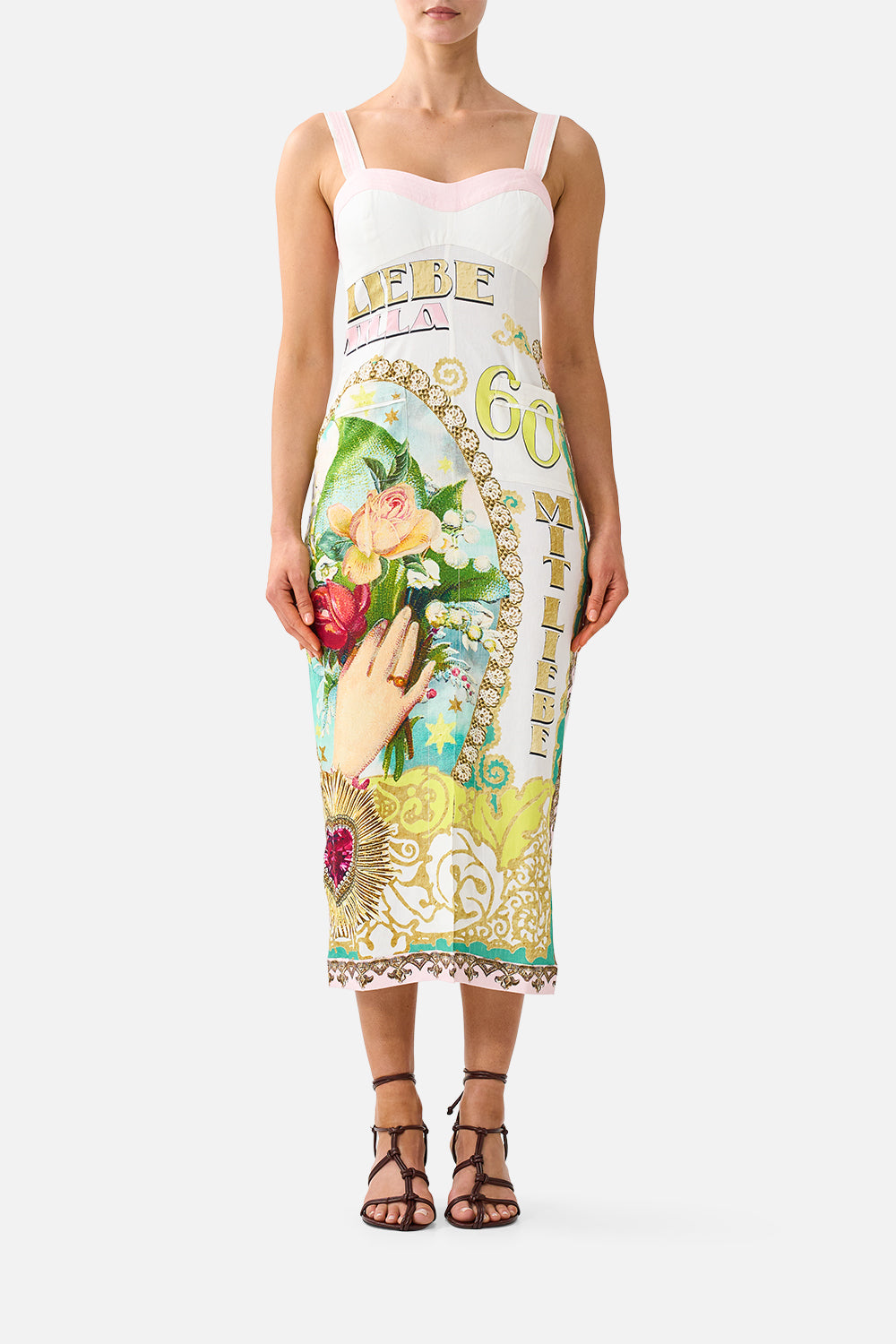 midi camilla beach dress Luxury Resort Wear Dresses MD 9/14/26 Adjustable straps Square neck L I V D Atria Signature Colors:Linen