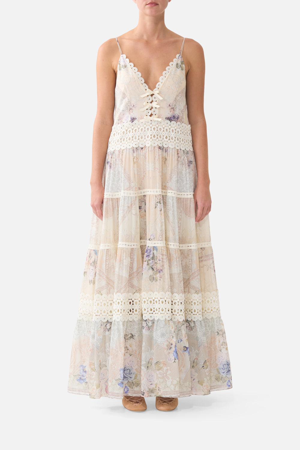 The CAMILLA TRAPEZE TIERED DRESS LACED WITH LOVELACED WITH LOVE