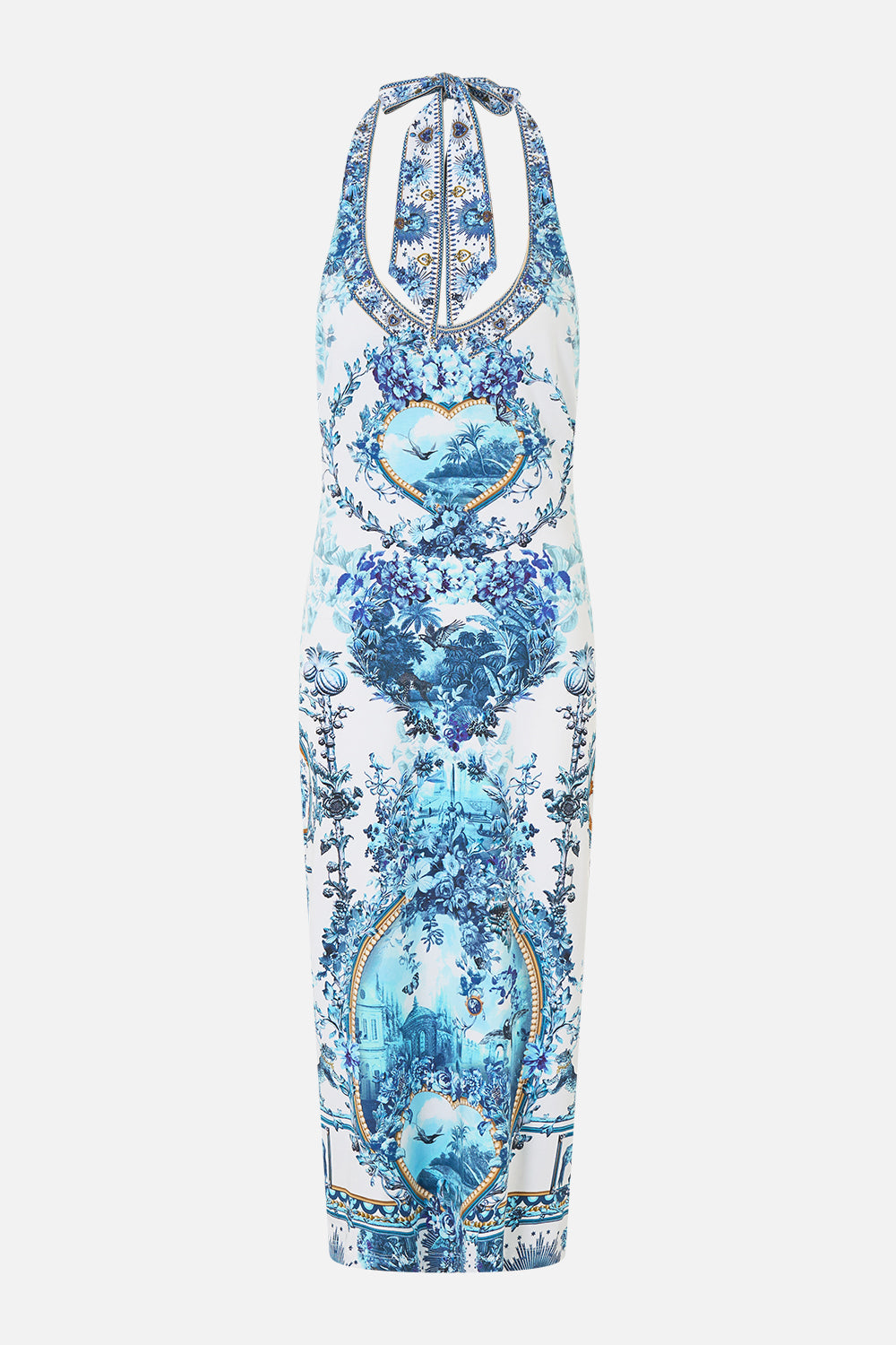 The CAMILLA JERSEY HALTER DRESS THE PORCELAIN PARLOUR