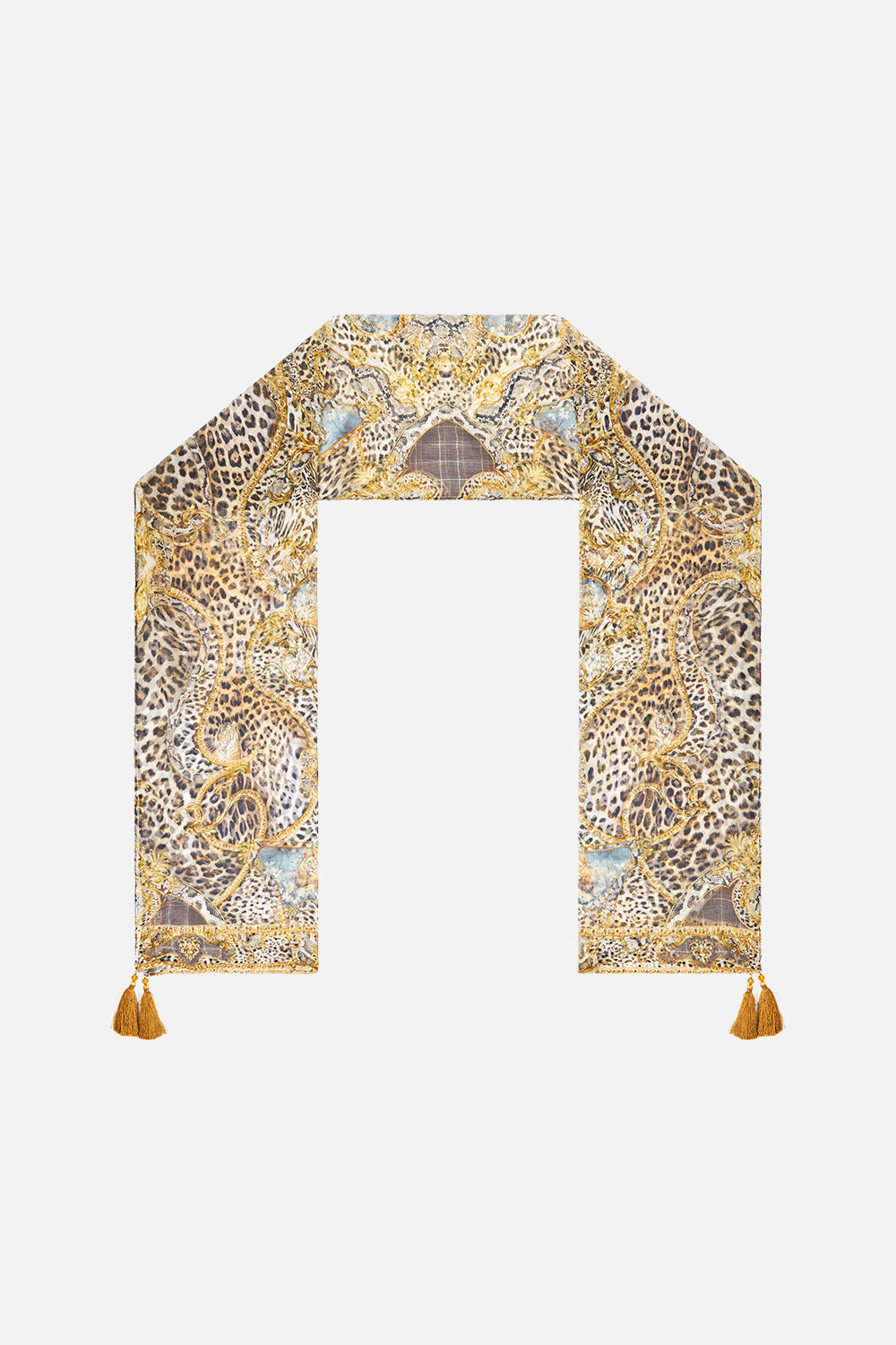 LONG SILK CRINKLE CHIFFON SCARF LEOPARD LIBERTINE