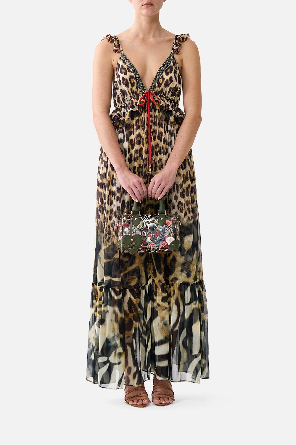 The CAMILLA BARREL BAG WITH LEATHER TRIMS LEOTIGRA LAND