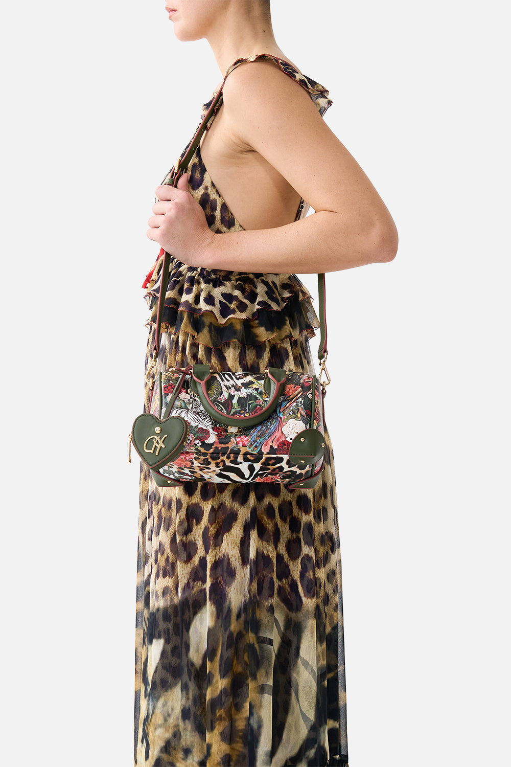 The CAMILLA BARREL BAG WITH LEATHER TRIMS LEOTIGRA LAND