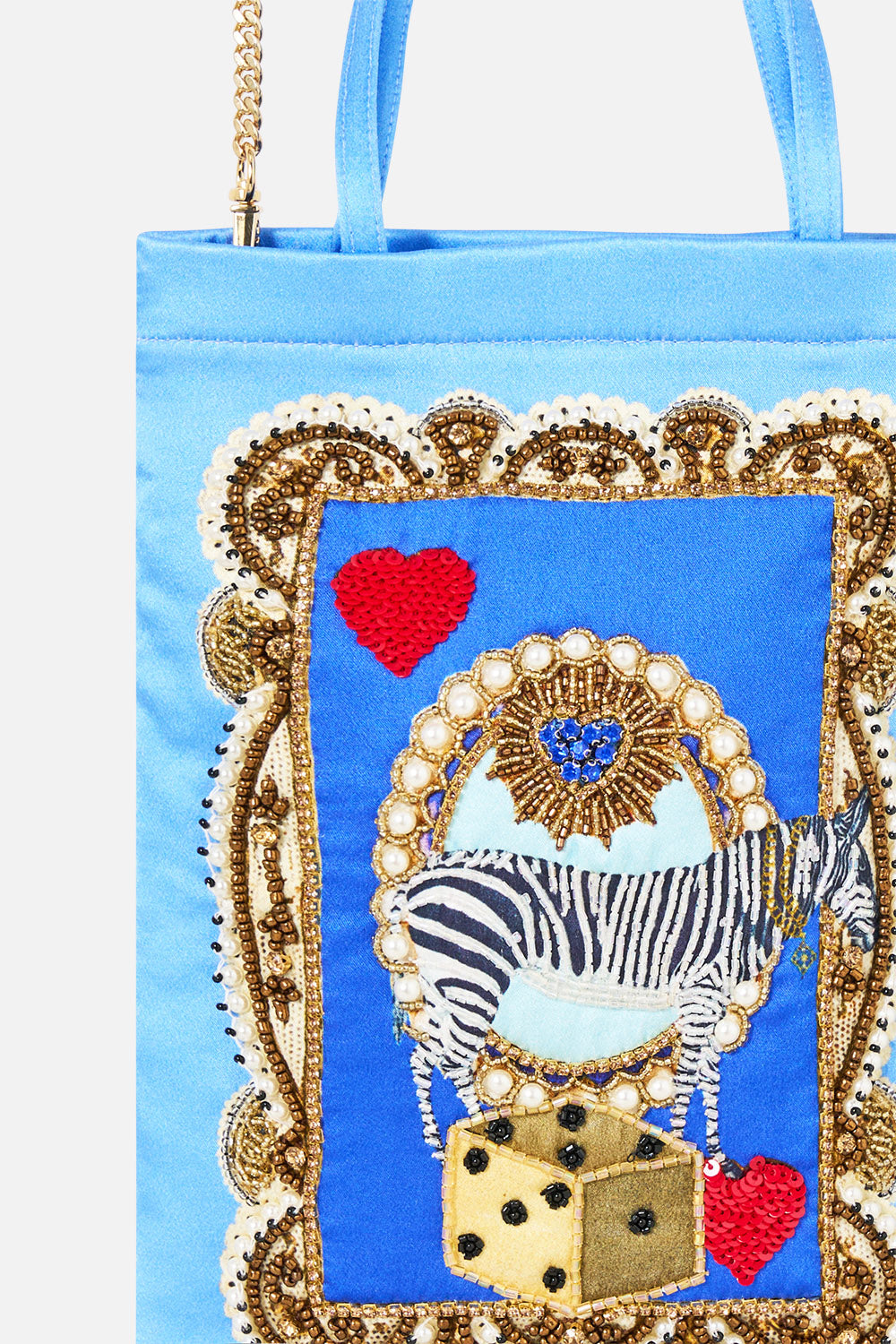 EMBELLISHED MINI TOTE WITH CHAIN STRAP VERSES IN VINTAGE
