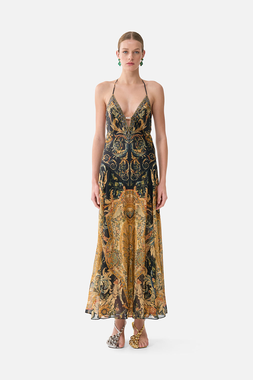 The CAMILLA Hardware Detail Slip Dress in our Museum Memoirs print.