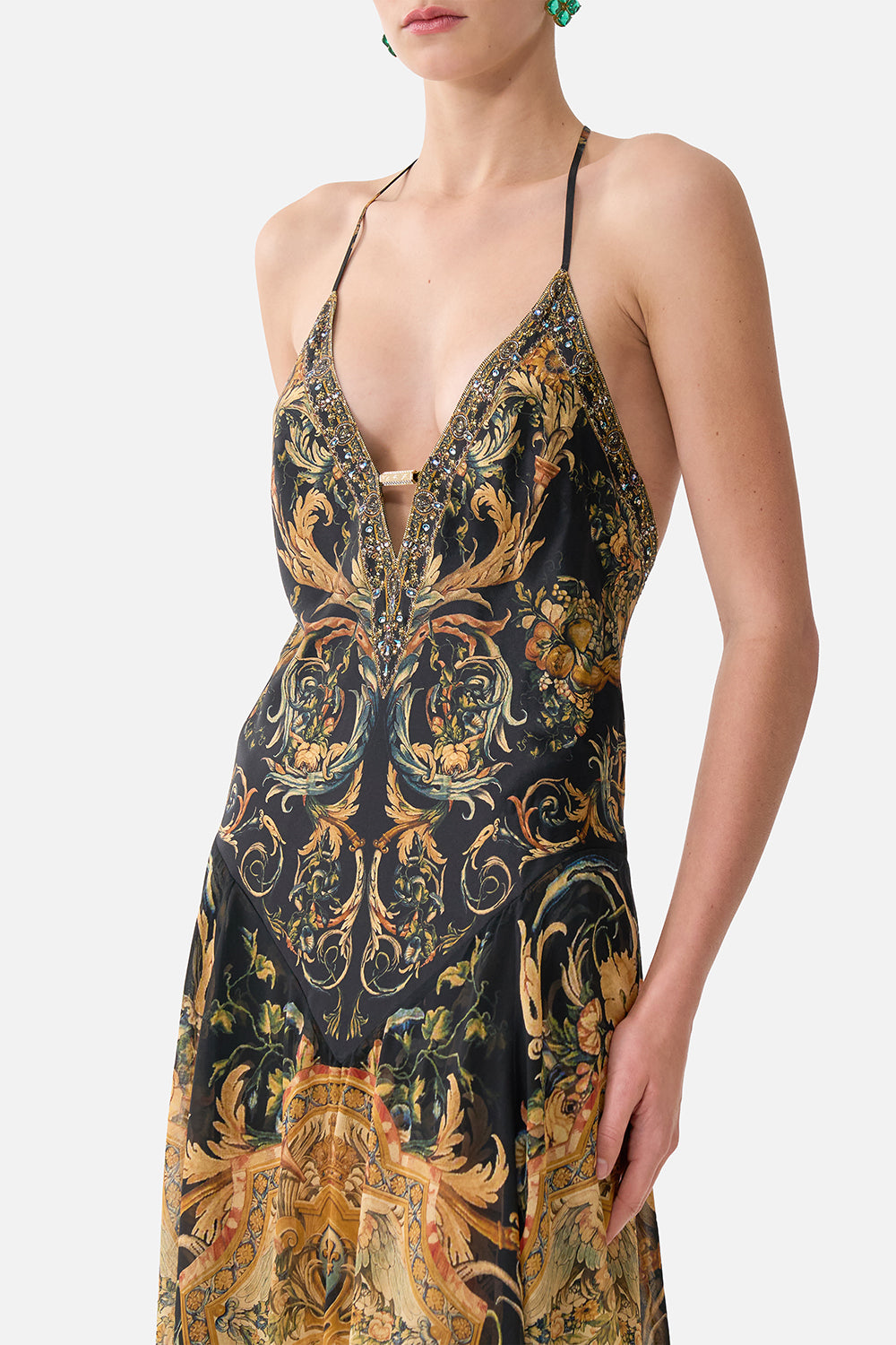 The CAMILLA Hardware Detail Slip Dress in our Museum Memoirs print.