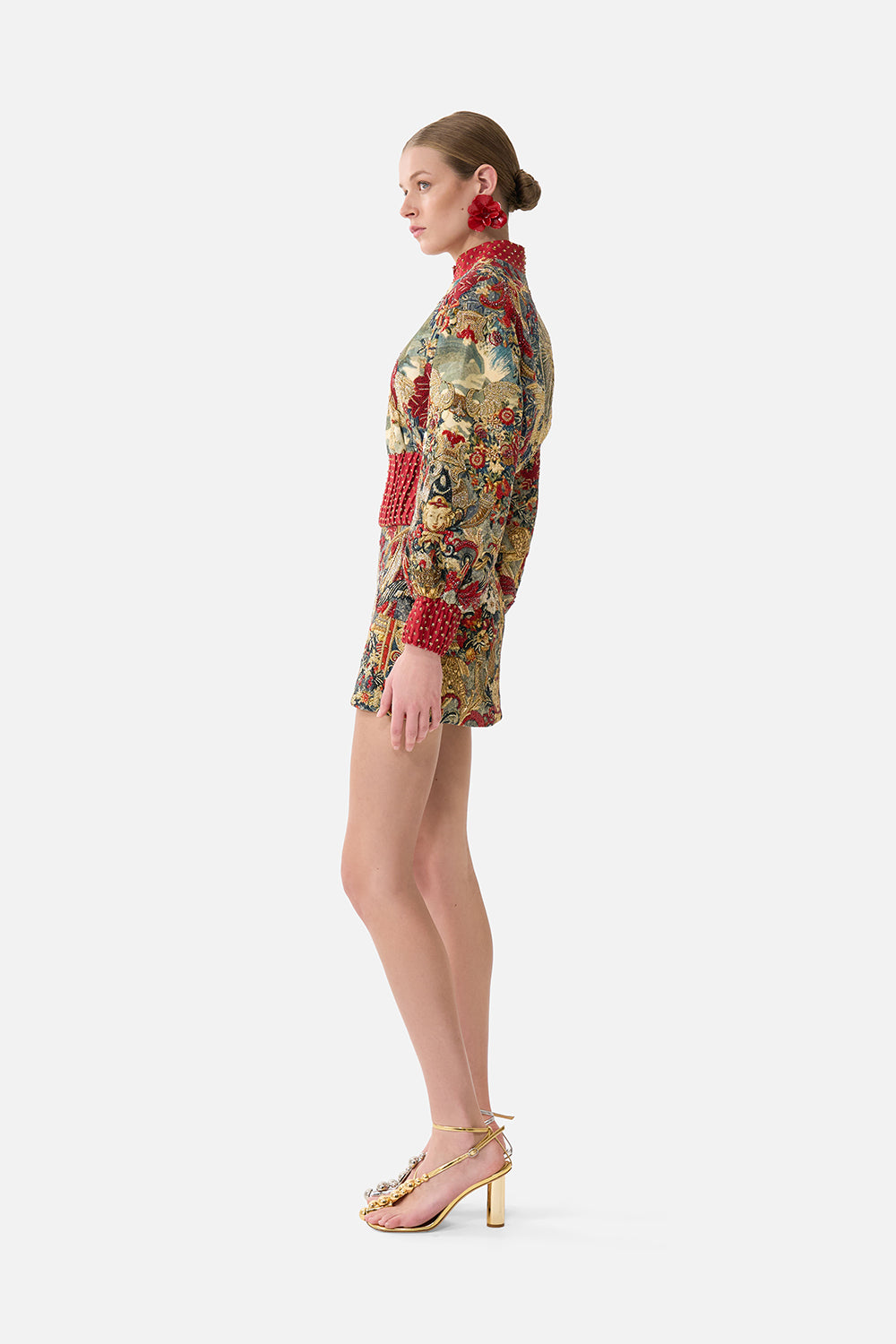 The CAMILLA Cropped Bomber Jacket in our Meet Me At The Met print.