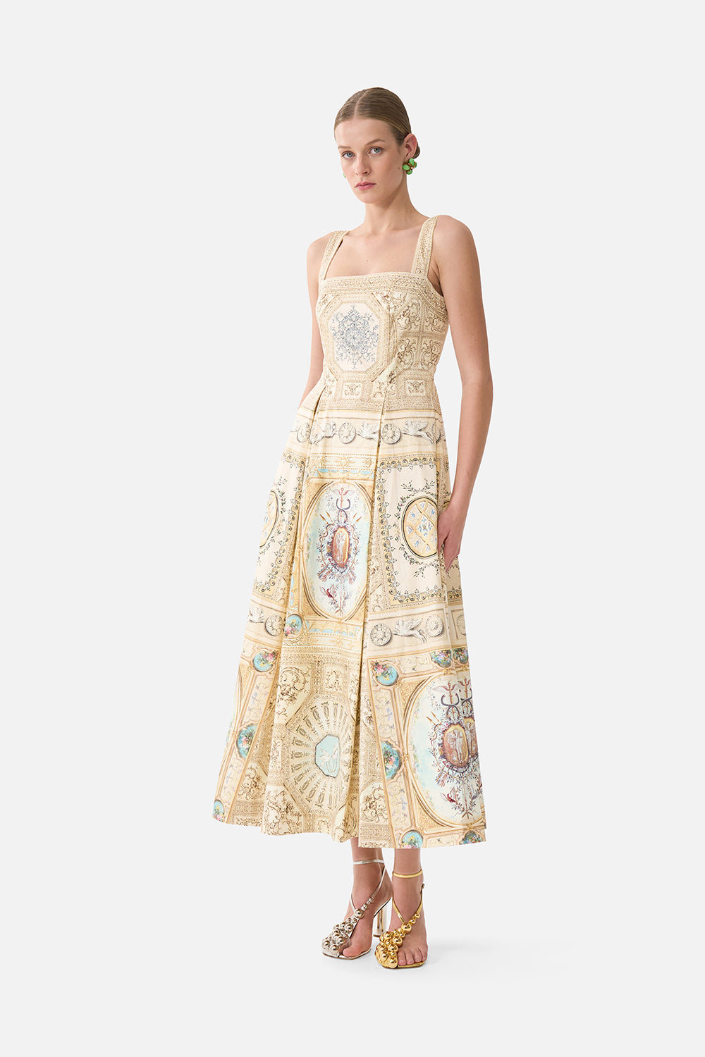 The CAMILLA Long Fit And Flare Dress in our A Beloved Boudoir print.