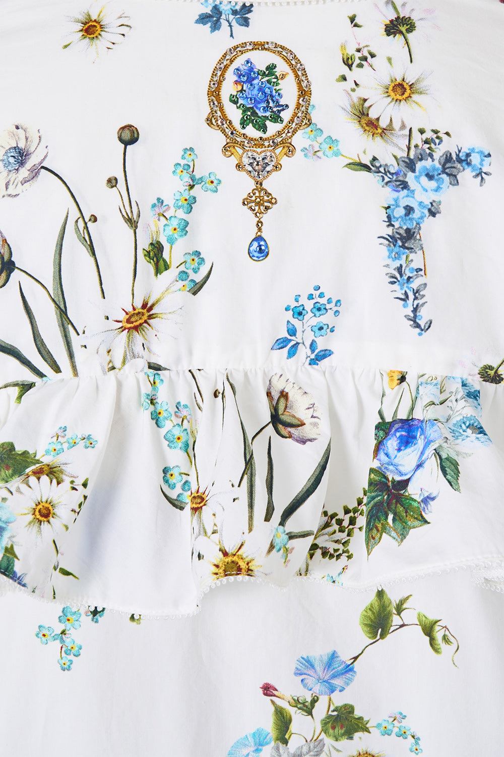 BUTTON SHIRT WITH FRILL DETAIL DANDELION SKIES