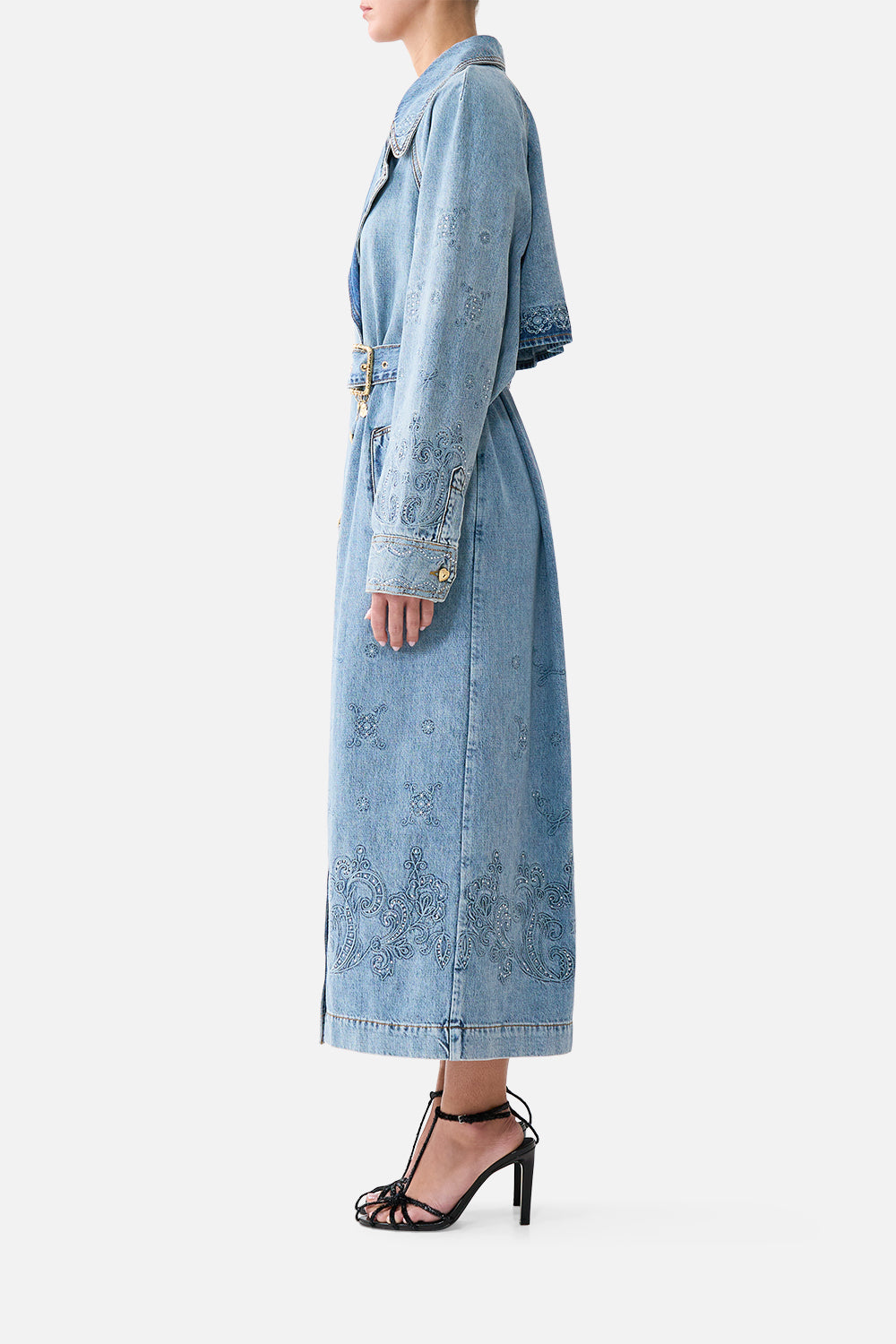 TUCKED SHOULDER COAT DENIM