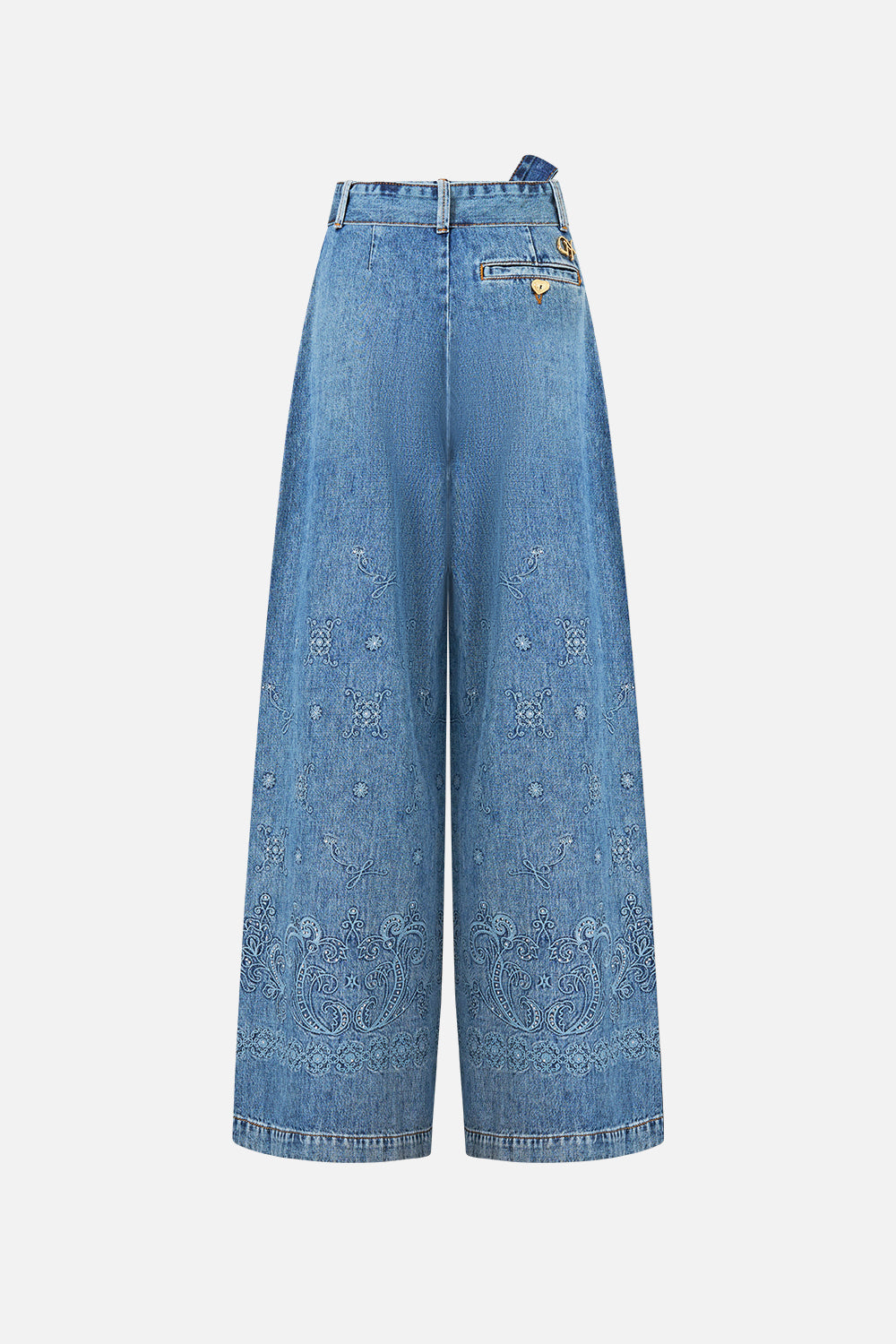 WIDE LEG BELTED JEAN DENIM