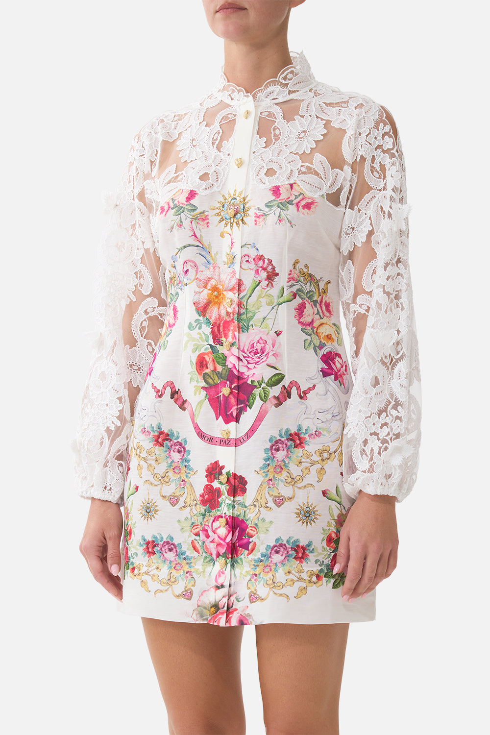 LACE SLEEVE MINI DRESS TORERO LIBERTINE