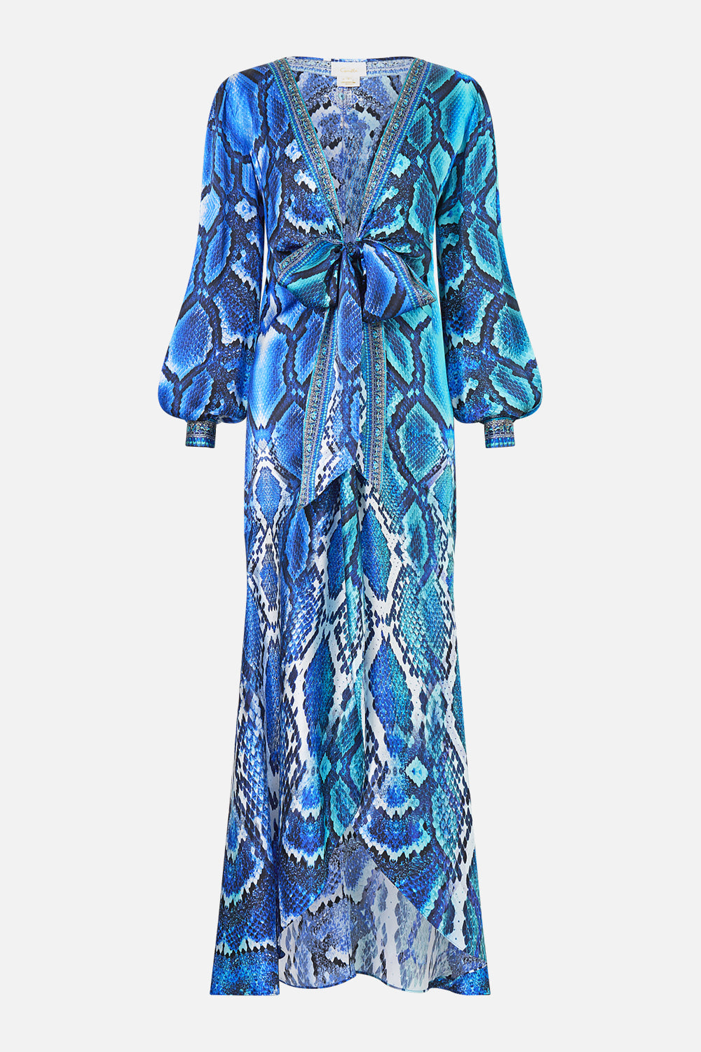 TIE WAIST LONG SLEEVE DRESS THE SAPPHIRE SERPENT