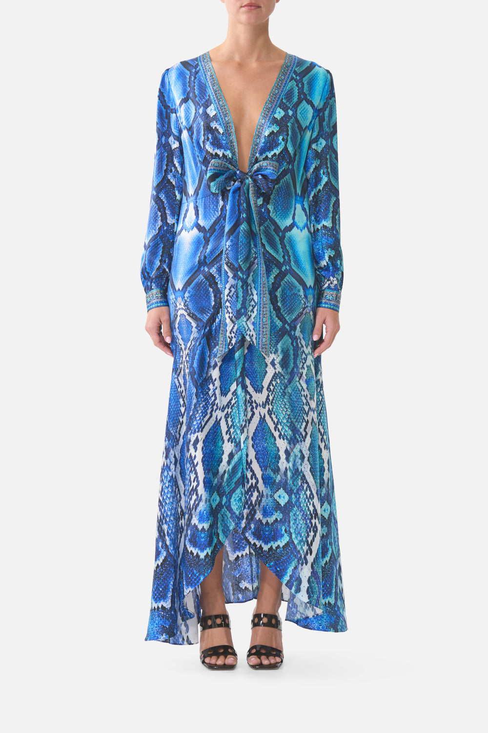TIE WAIST LONG SLEEVE DRESS THE SAPPHIRE SERPENT