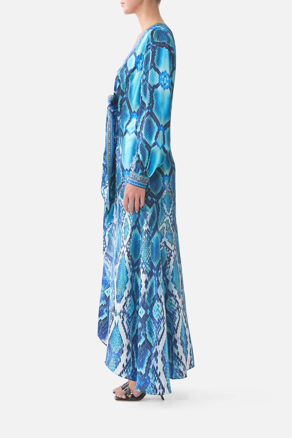 TIE WAIST LONG SLEEVE DRESS THE SAPPHIRE SERPENT