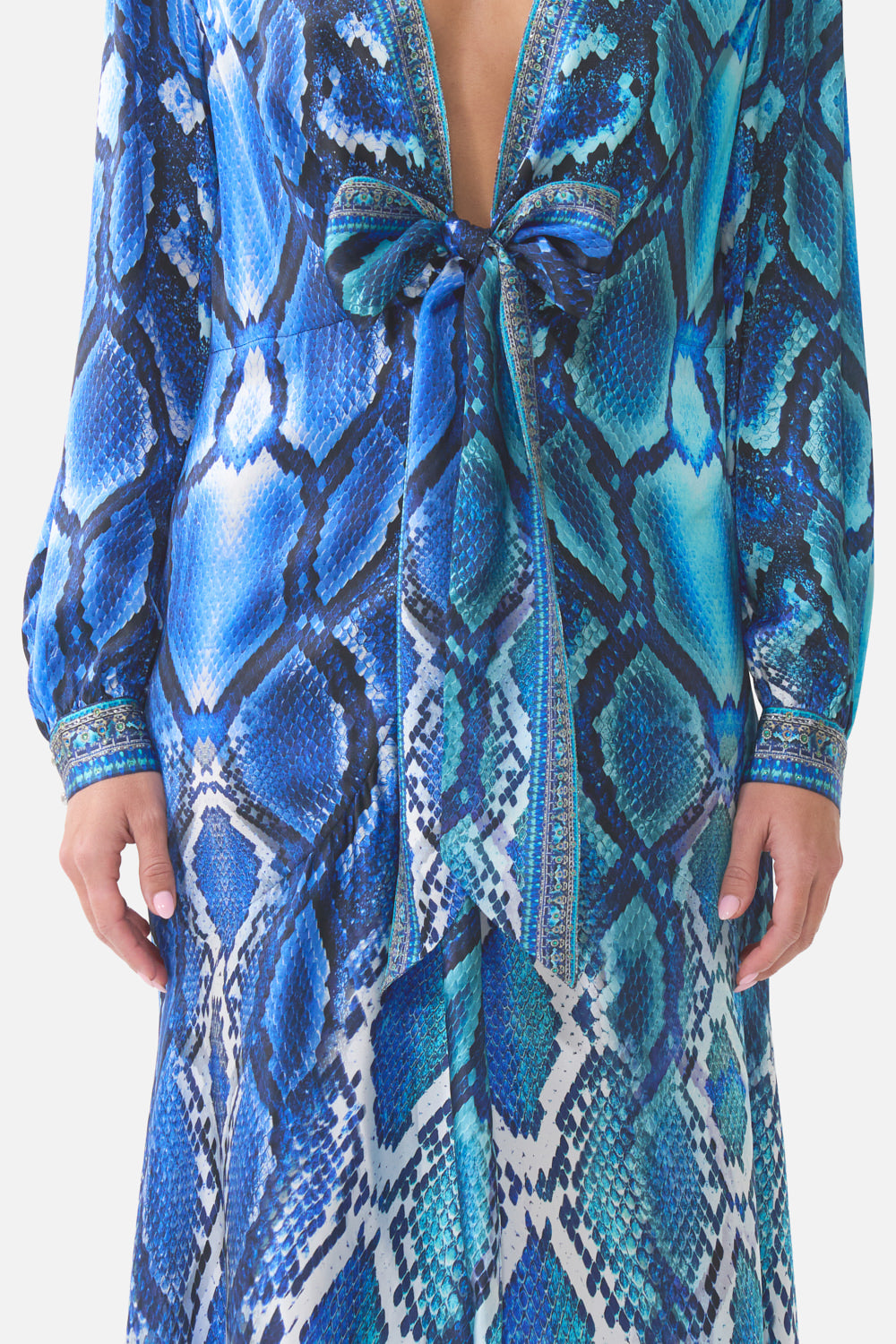 TIE WAIST LONG SLEEVE DRESS THE SAPPHIRE SERPENT