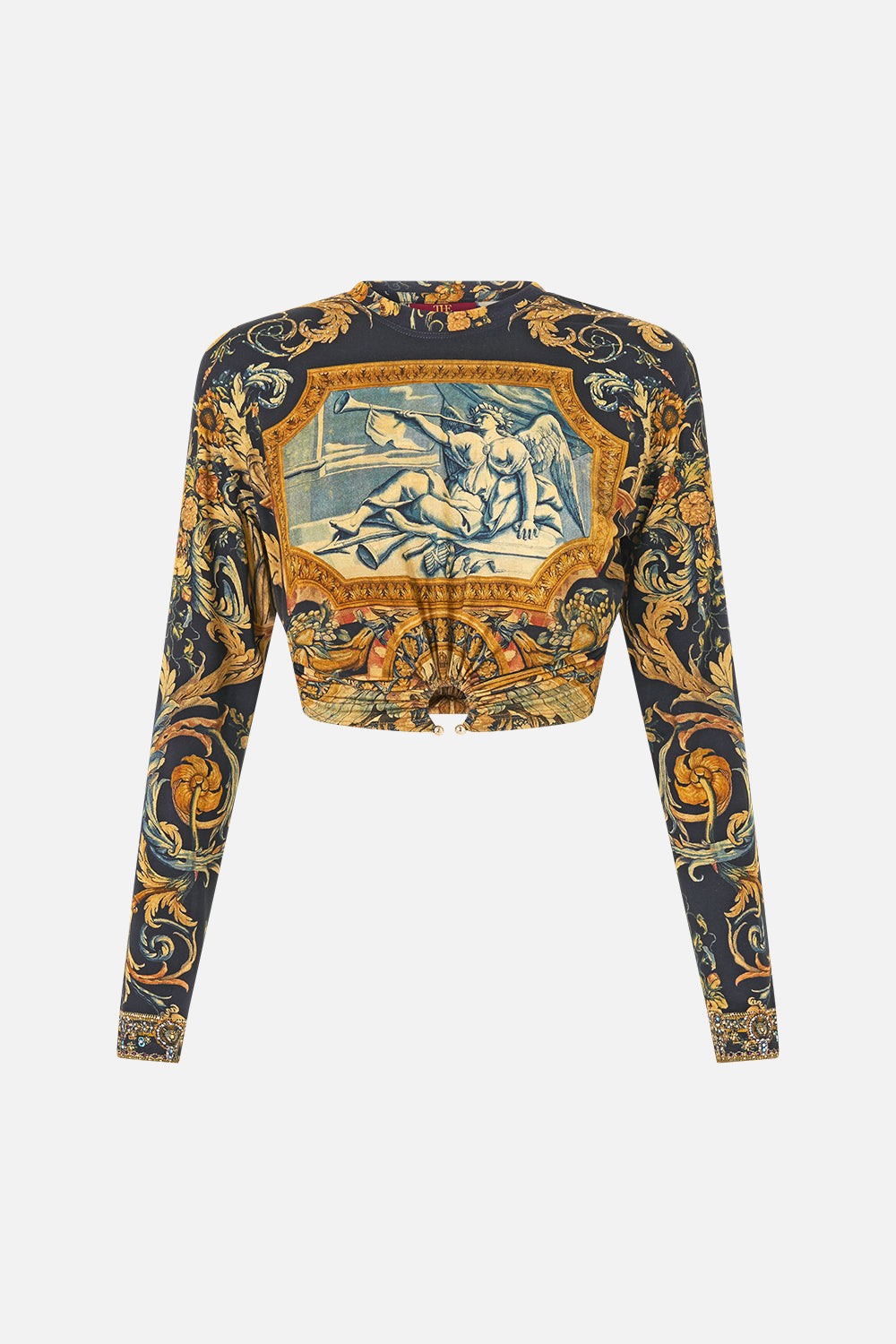 The CAMILLA Jersey Long Sleeve Top With Hardware in our Museum Memoirs print.