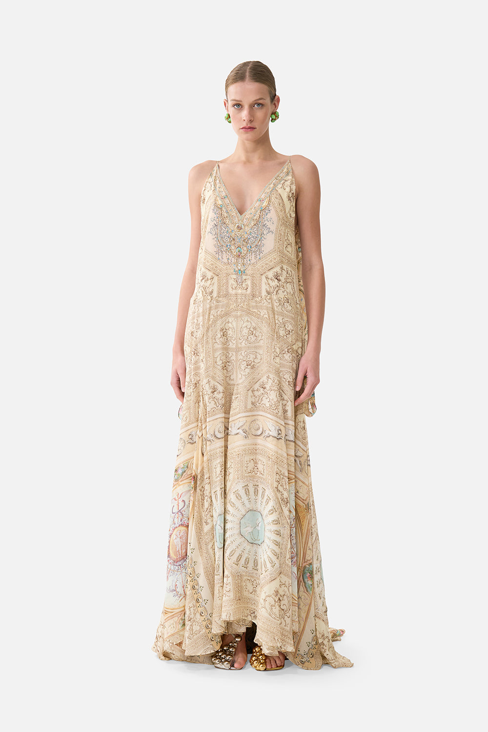 The CAMILLA Gown With Draped Open Back in our A Beloved Boudoir print.