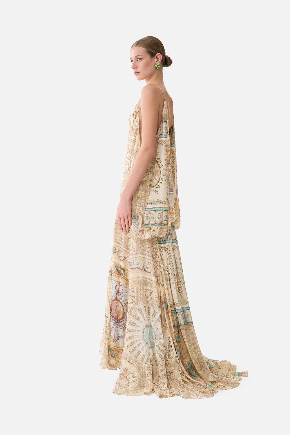 The CAMILLA Gown With Draped Open Back in our A Beloved Boudoir print.