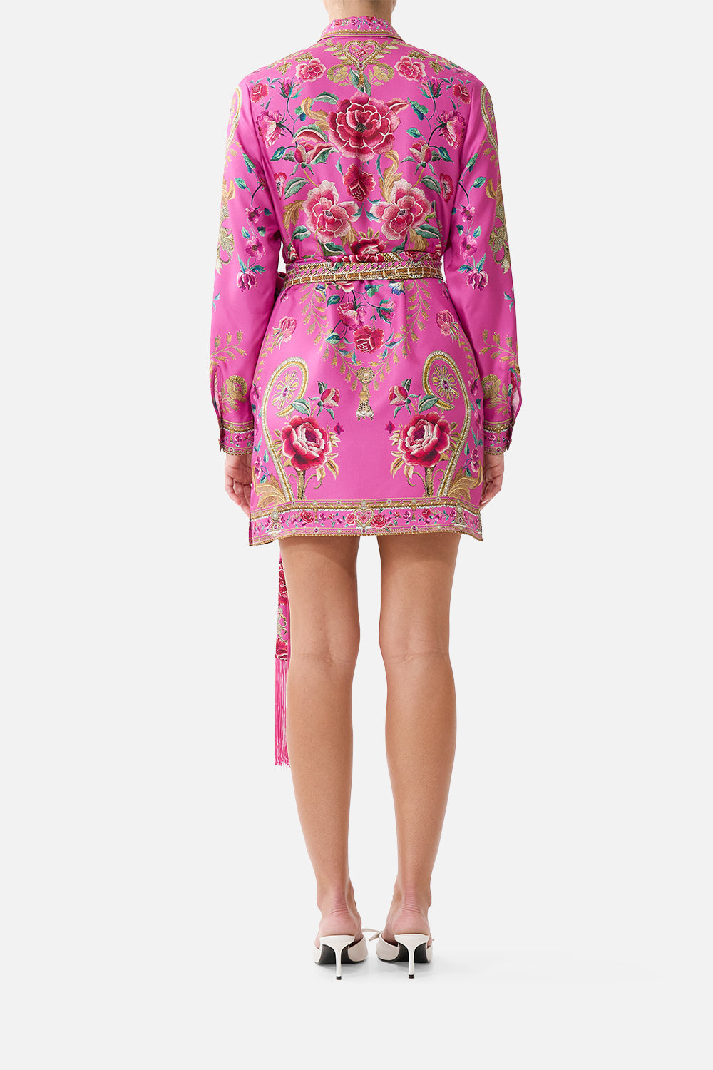 ASYMMETRIC SHIRT DRESS WITH TIE WAIST MATADORA FLORA