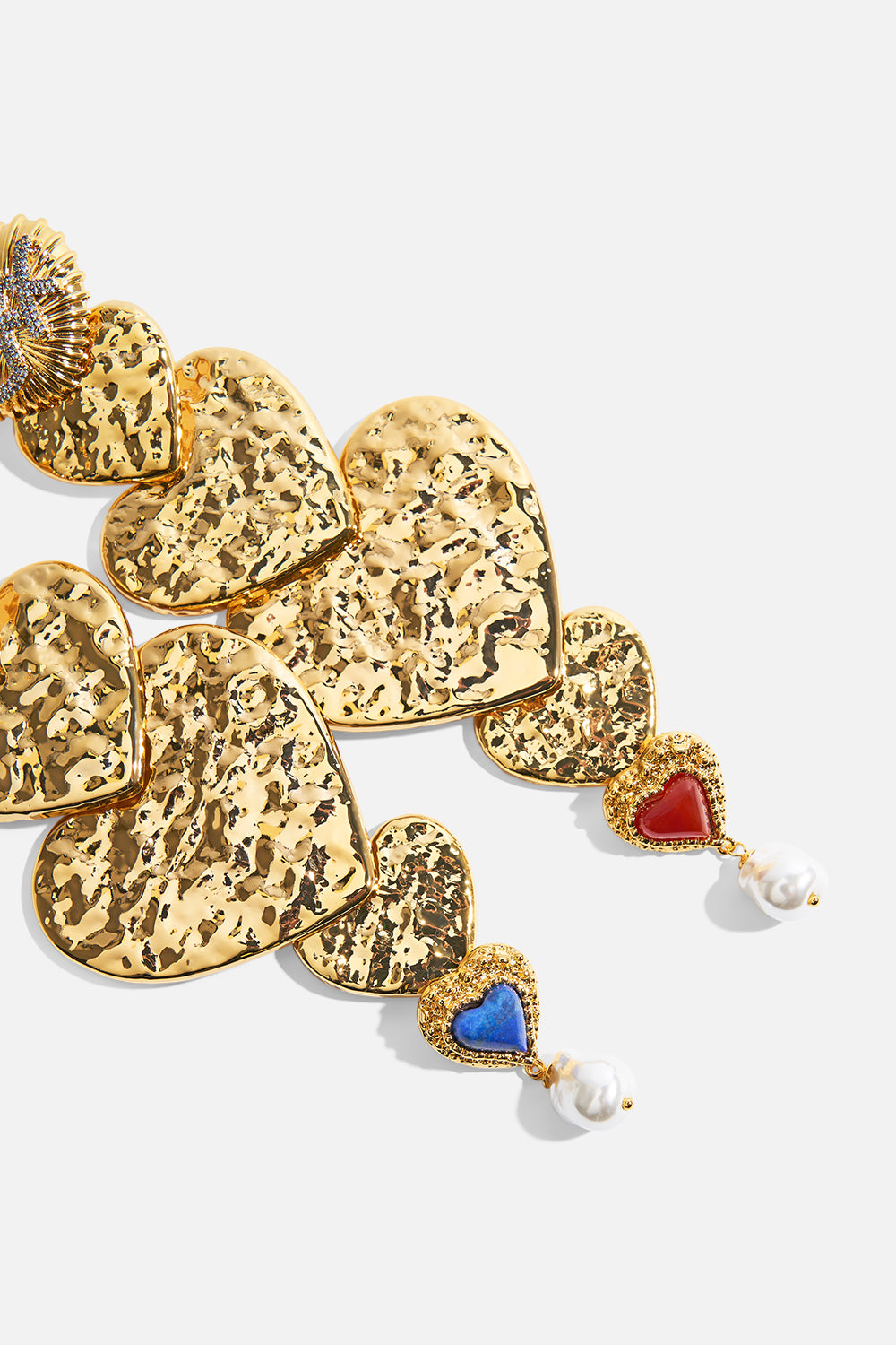 HEART STRING QUINTET LONG TEXTURED EARRINGS GOLD