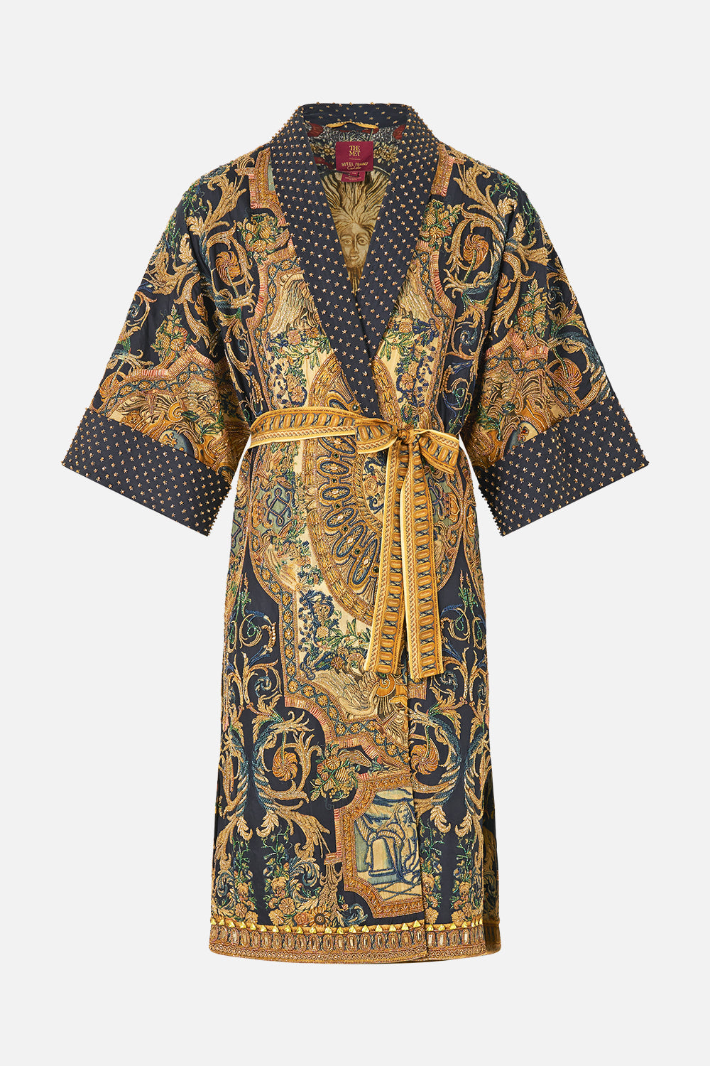 The CAMILLA Long Line Robe in our Museum Memoirs print.