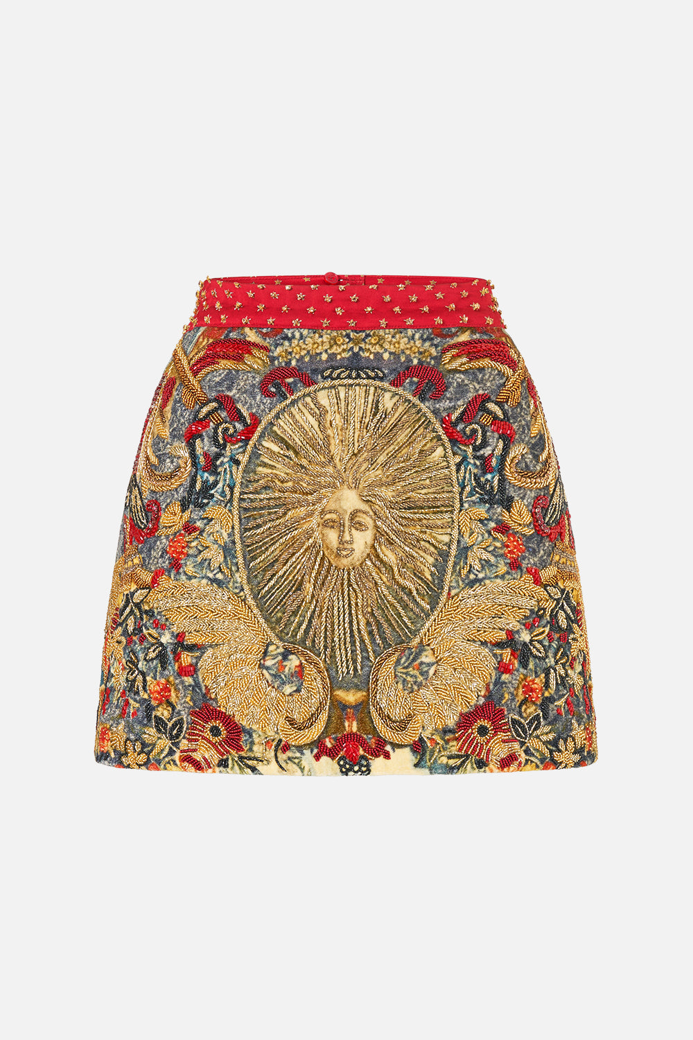 The CAMILLA Micro Mini Skirt in our Meet Me At The Met print.