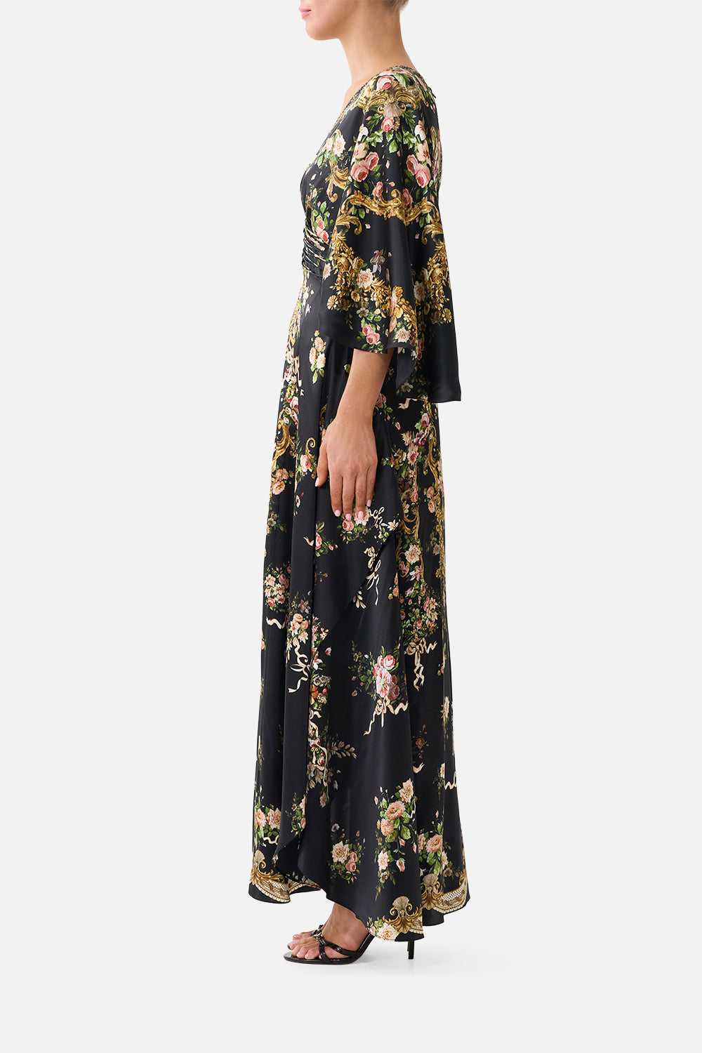 V NECK LACE UP DETAIL LONG DRESS VERSAILLES OR DIE