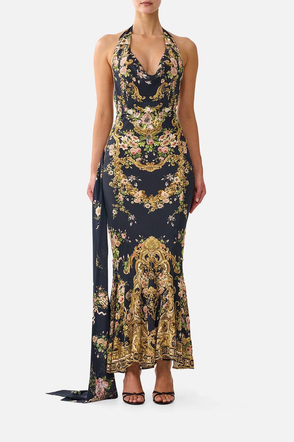 COWL NECK SLIP DRESS WITH SASH DETAIL VERSAILLES OR DIE