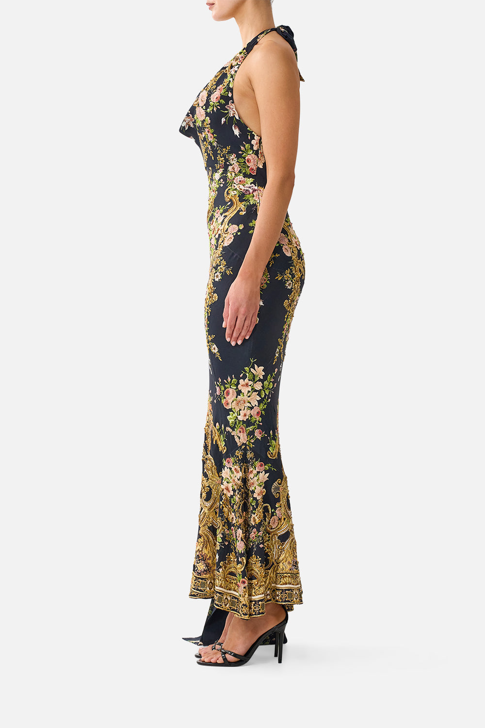 COWL NECK SLIP DRESS WITH SASH DETAIL VERSAILLES OR DIE