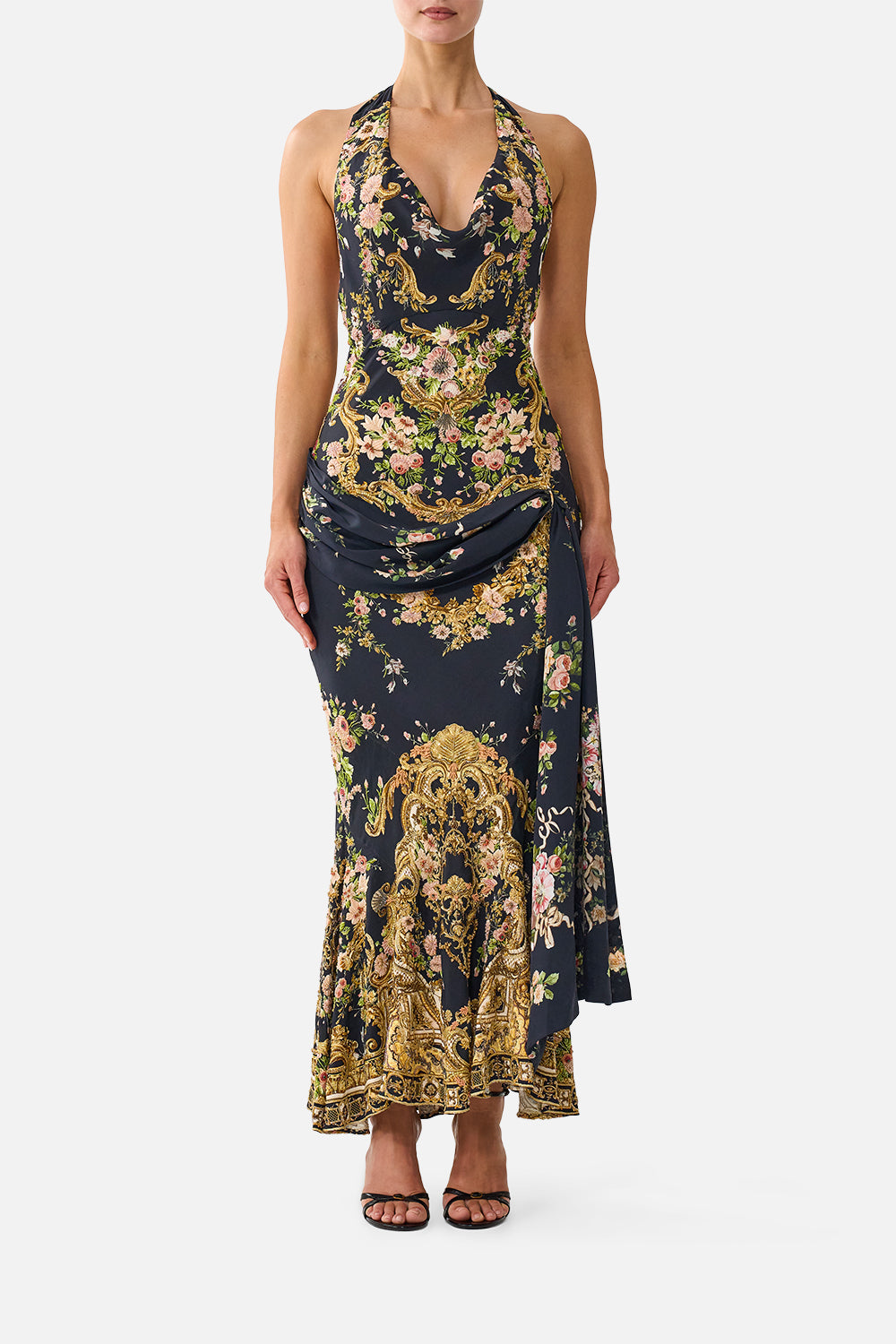 COWL NECK SLIP DRESS WITH SASH DETAIL VERSAILLES OR DIE