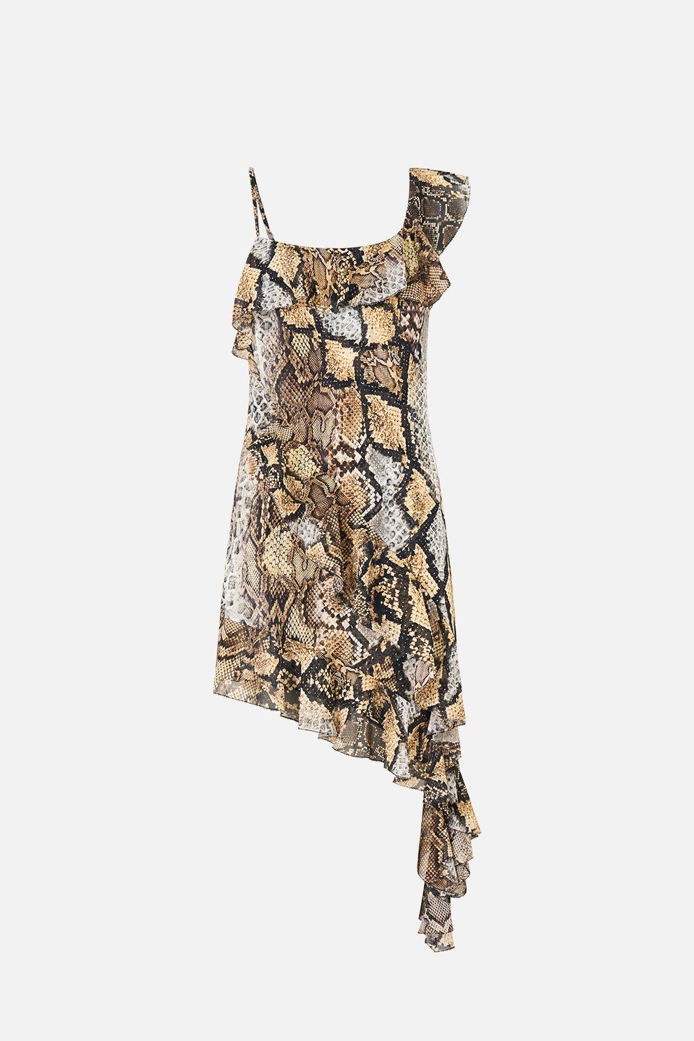 ASYMMETRIC HEM RUFFLE DRESS ANIMALIA HEIRLOOMS