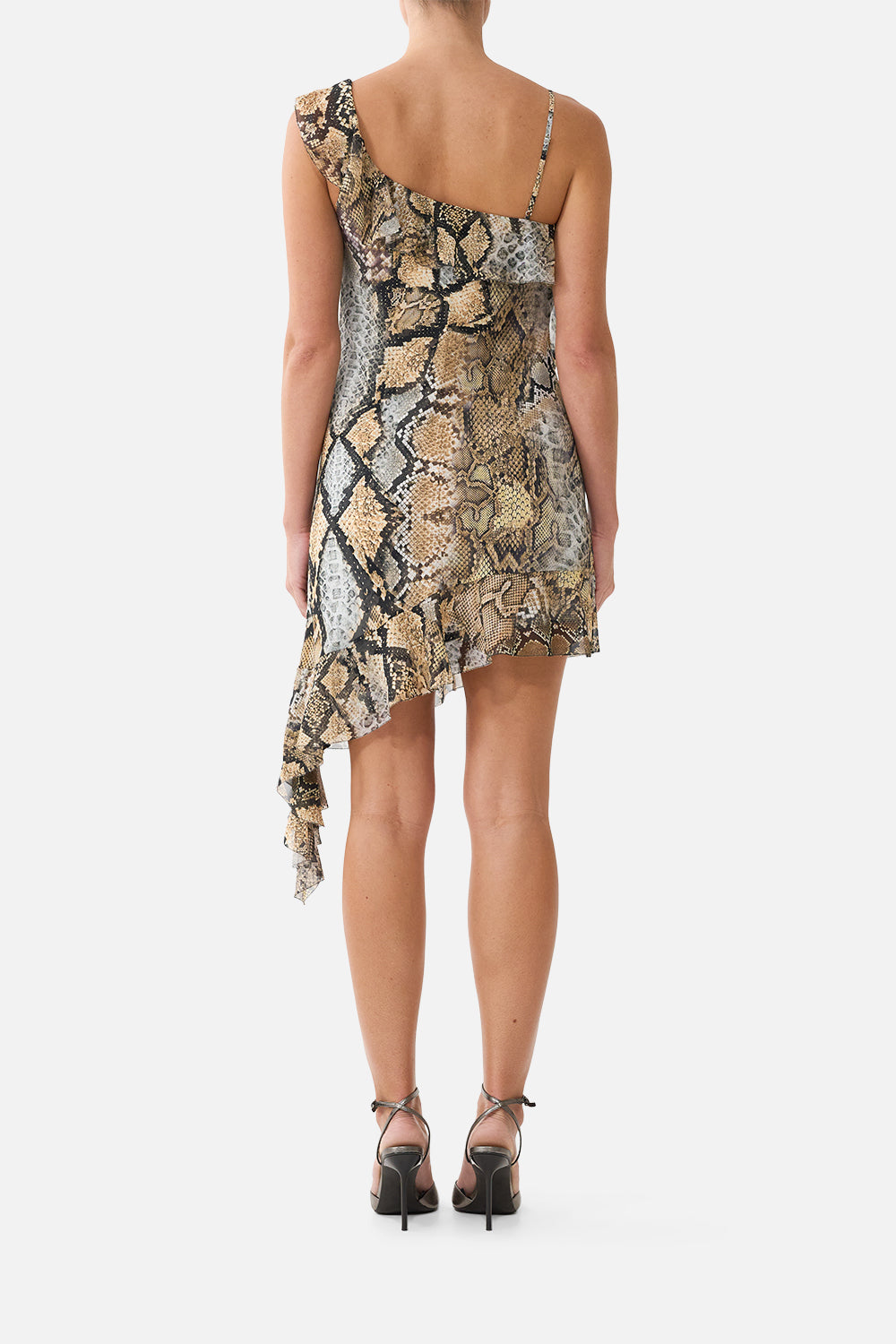 ASYMMETRIC HEM RUFFLE DRESS ANIMALIA HEIRLOOMS
