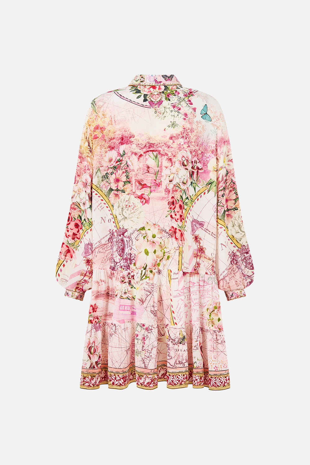 LONG SLEEVE TIERED SHORT DRESS JOURNAL DE VOYAGE