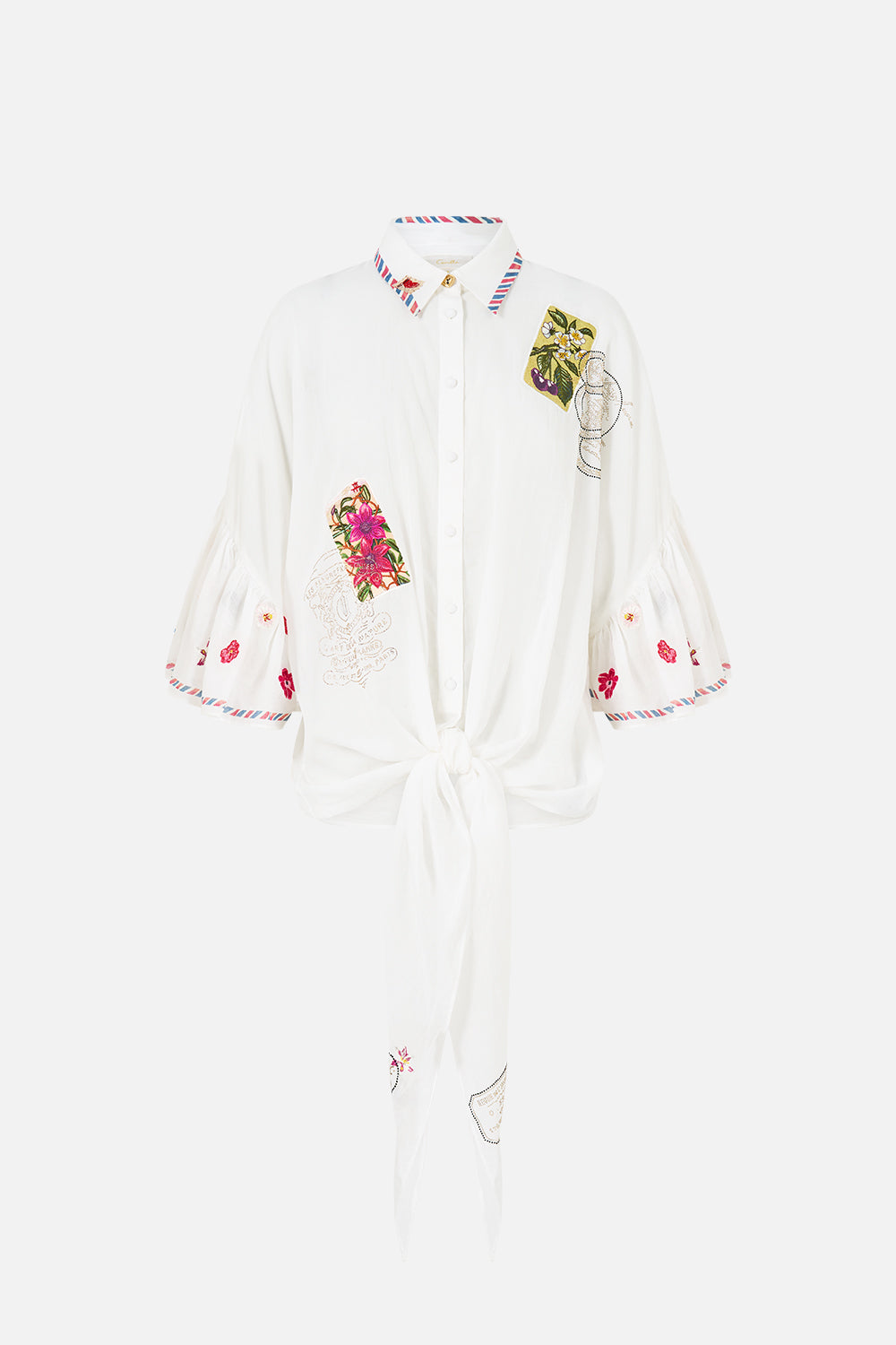 TIE FRONT SHIRT WITH SLEEVE FRILL LA BELLE BOTANIQUE
