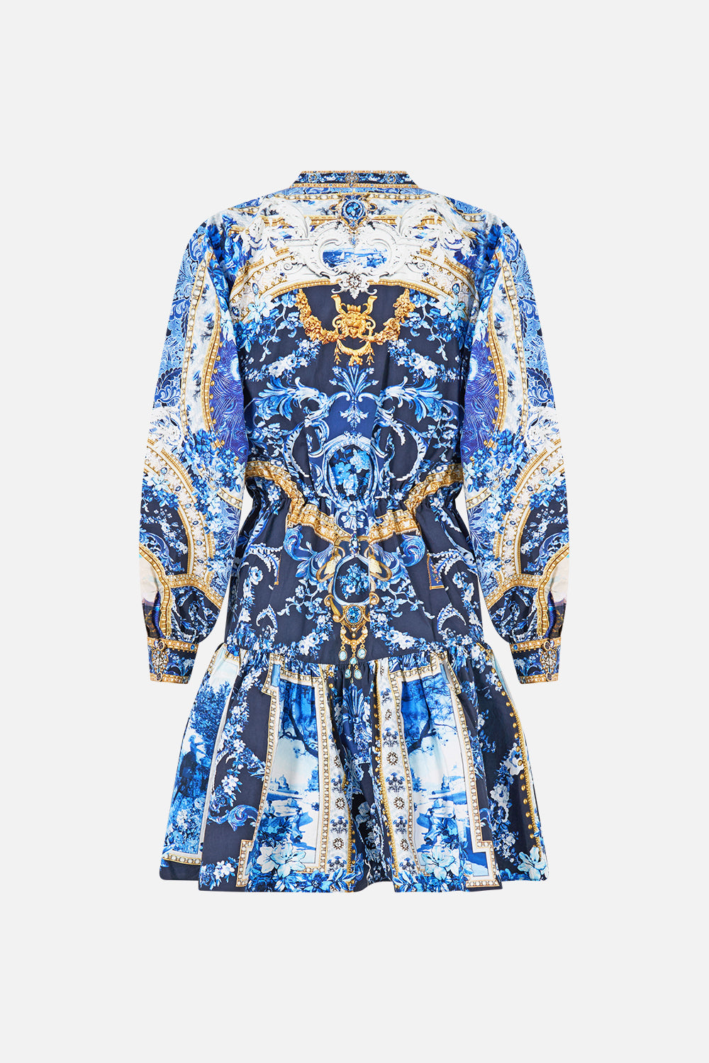 SHORT TIERED SHIRTDRESS WITH WIDE WAIST TIE SWEET SACRÉ BLEU