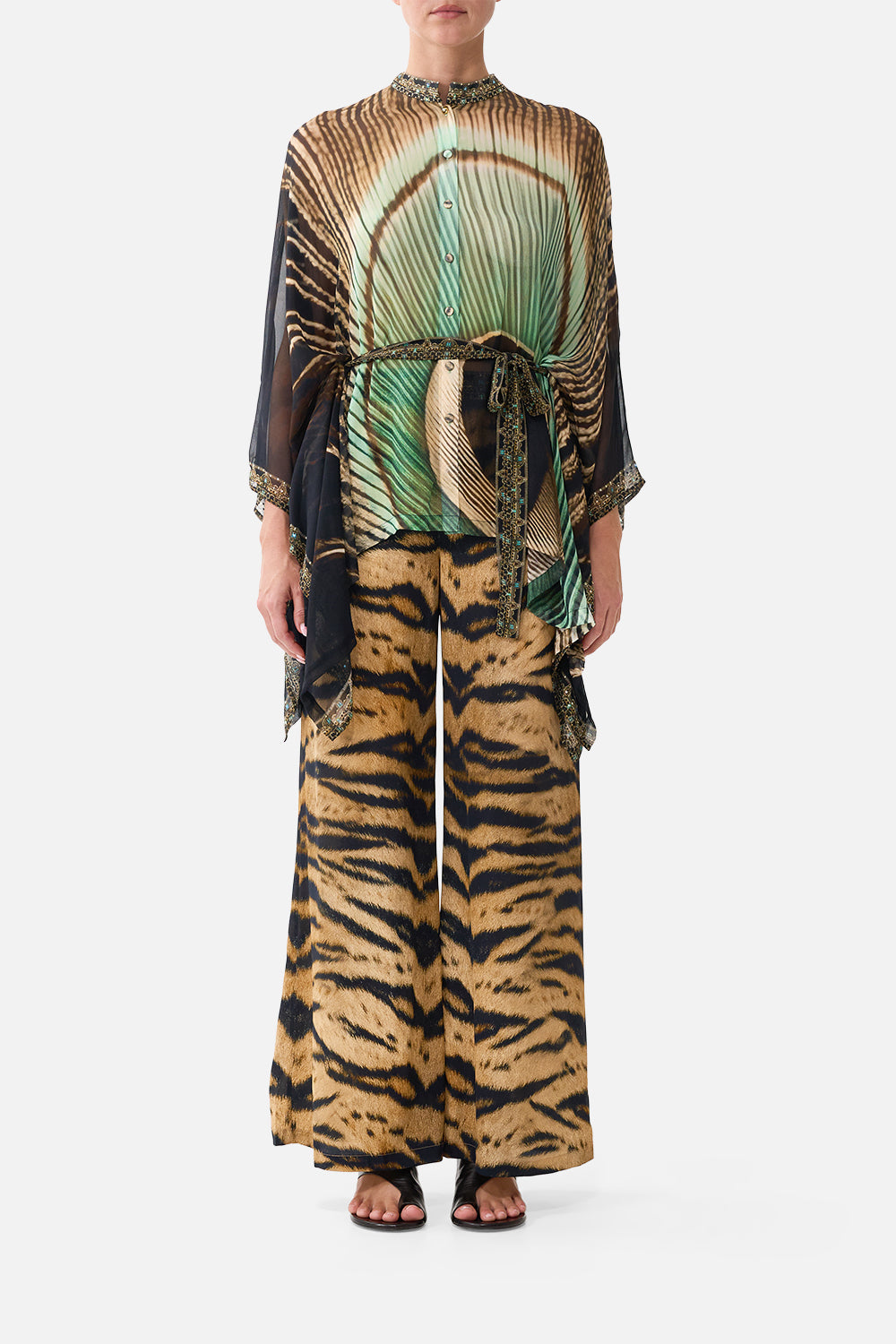 BUTTON THROUGH SCARF BLOUSE A WINK TO THE WILD