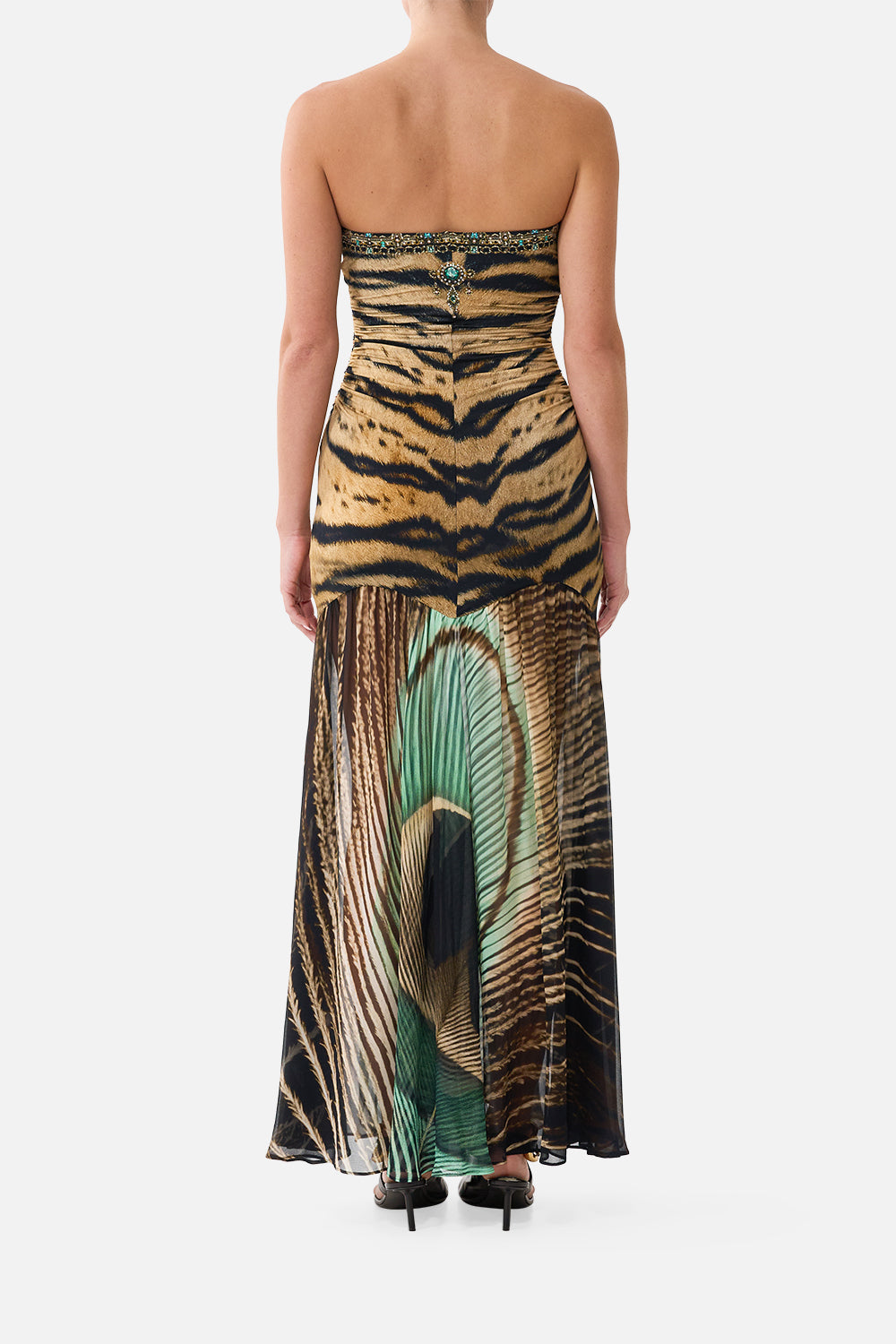 STRAPLESS JERSEY DRESS WITH SILK PANEL A WINK TO THE WILD