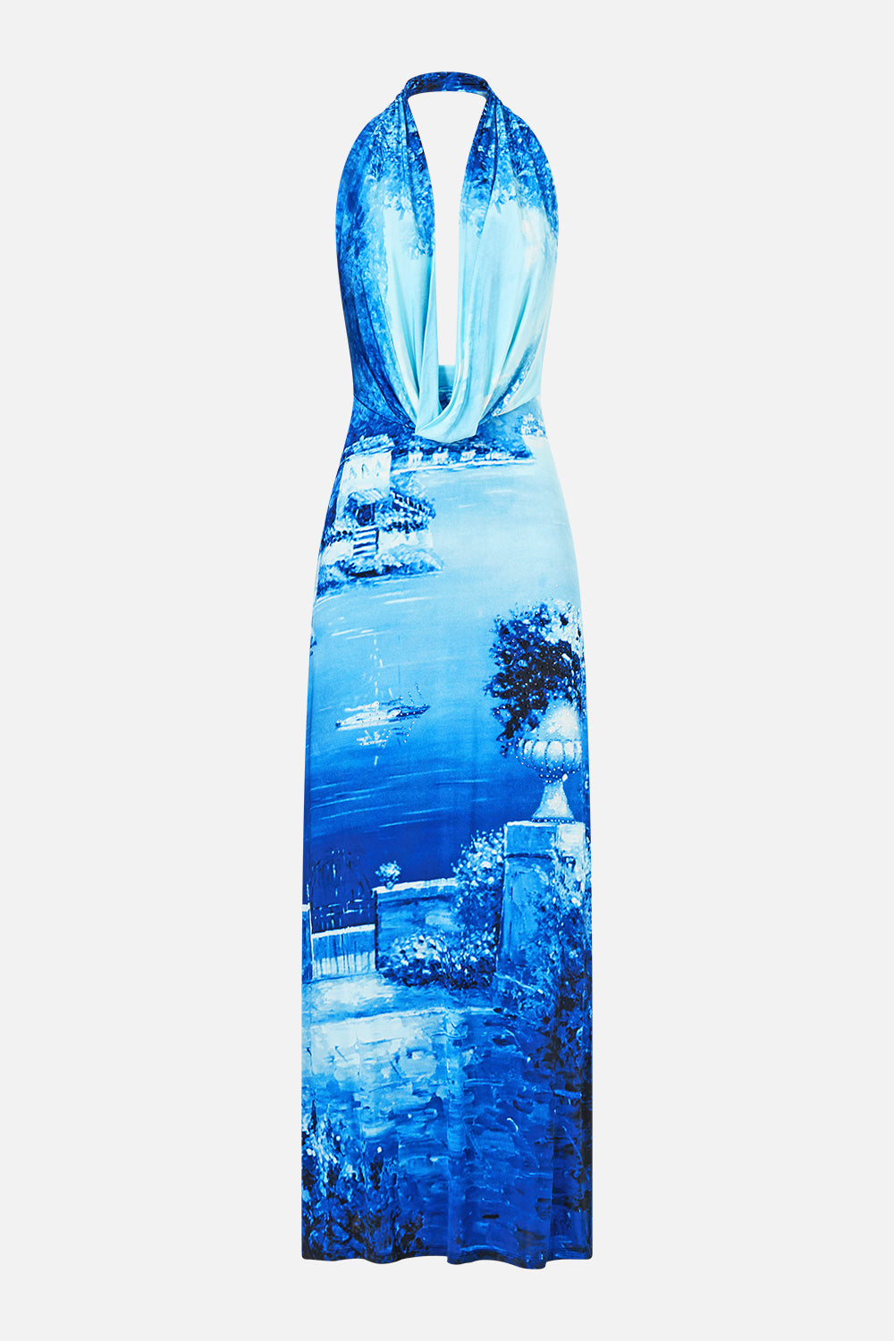 DEEP COWL PLUNGE DRESS SWEET SACRÉ BLEU