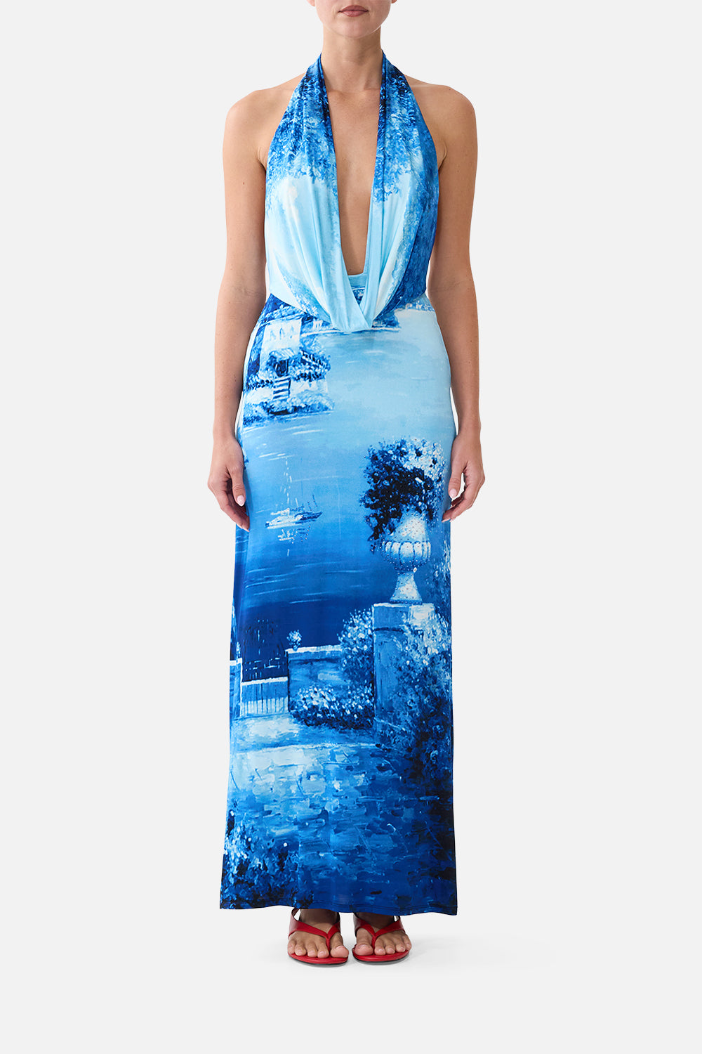 DEEP COWL PLUNGE DRESS SWEET SACRÉ BLEU