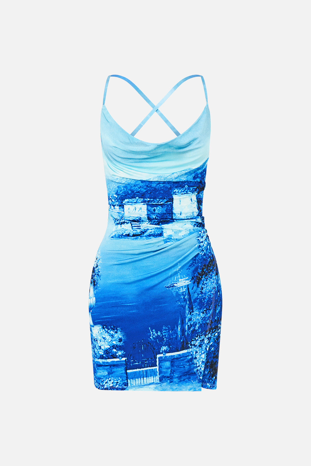 DRAPE JERSEY MINI DRESS SWEET SACRÉ BLEU