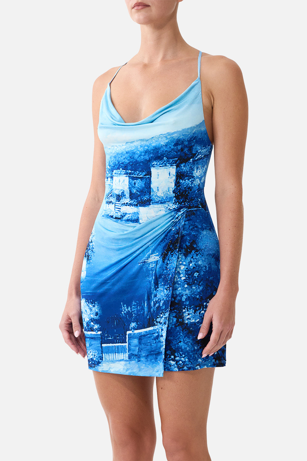 DRAPE JERSEY MINI DRESS SWEET SACRÉ BLEU